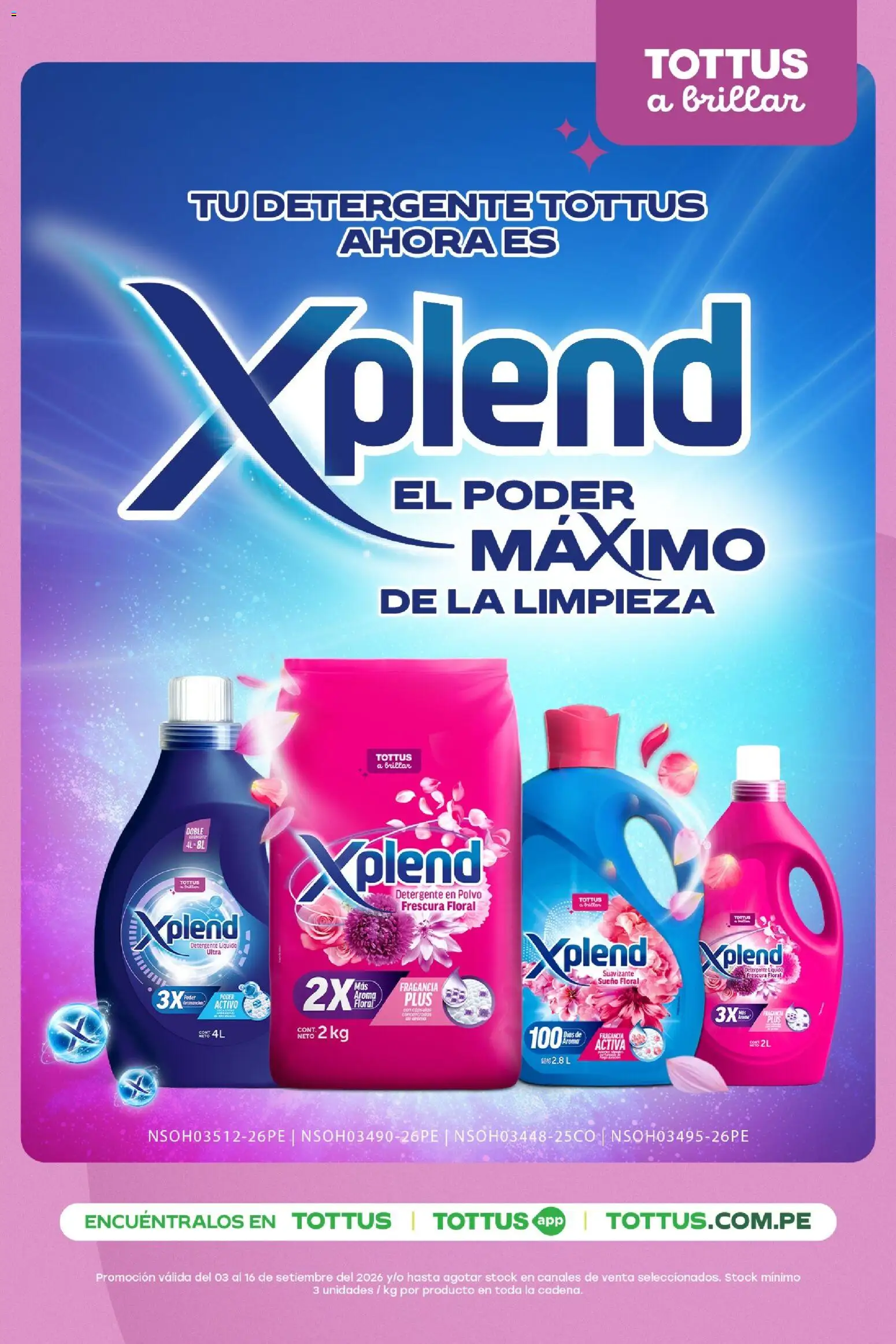 Catálogo Tottus válido desde 03/09/2026 | Página: 15 | Productos: Detergente, Detergente en polvo, Fragancia, Polvo