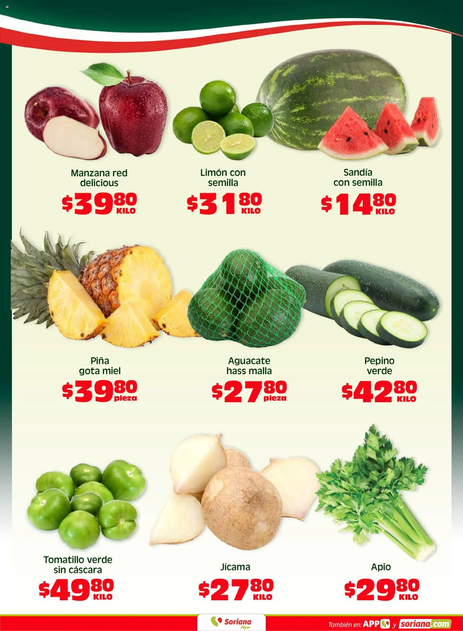 Nuevas ofertas de Soriana válidas en toda la República Mexicana desde el 01.05.2026. ¡Encuentra las mejores ofertas en Soriana Fin de Semana Híper: Ver, Tab, Chis, Camp, Yuc y Q. Roo! | Página: 2 | Productos: Apio, Manzana, Limón, Malla