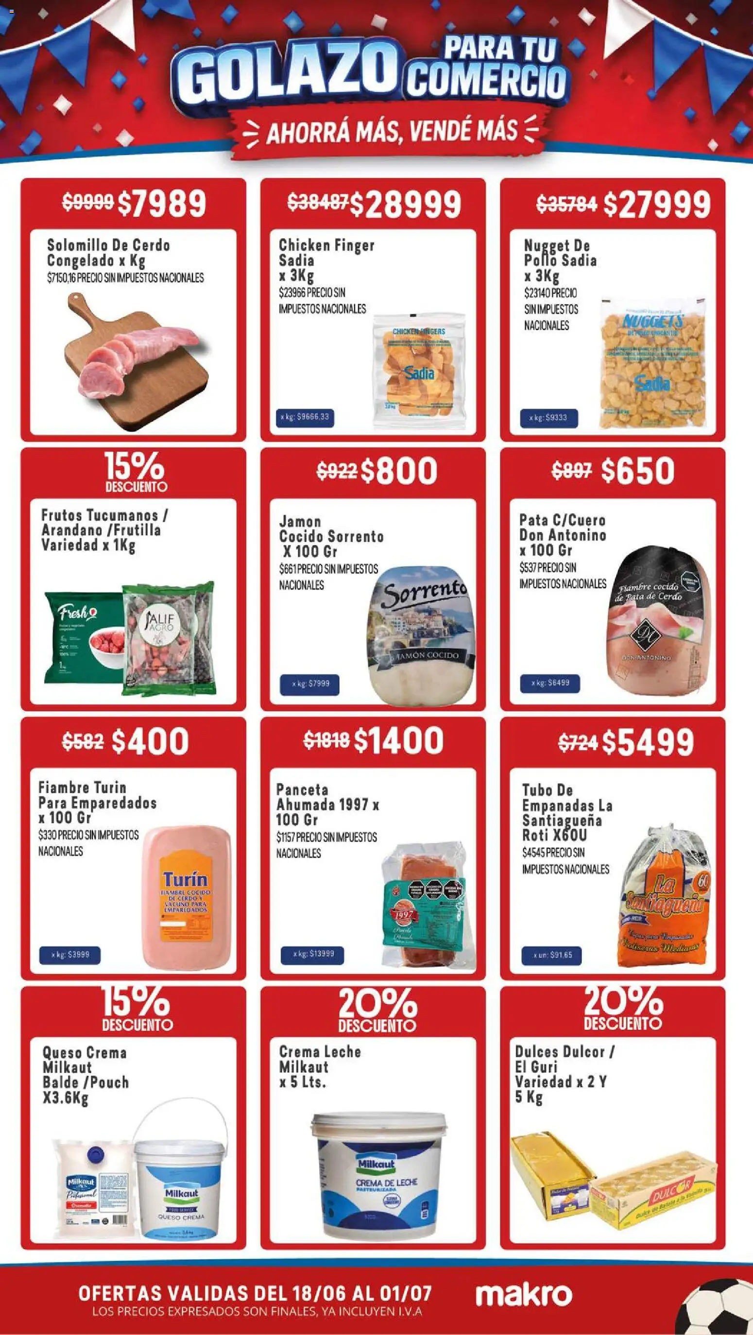 Makro ofertas │ válido desde el 18/06/2026 | Página: 2 | Productos: Pollo, Jamón cocido, Crema de leche, Panceta