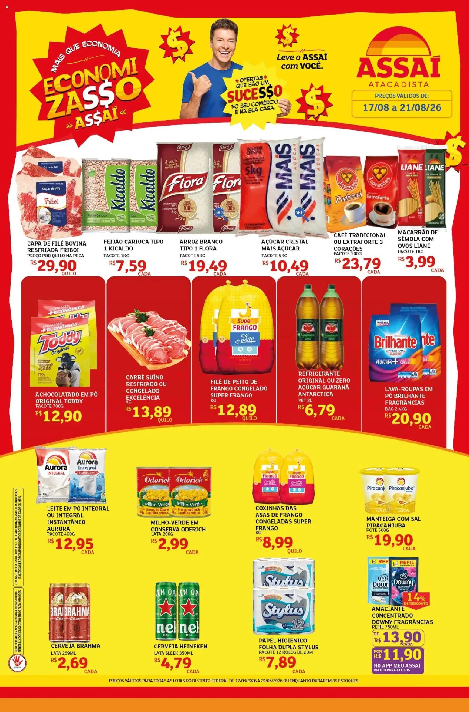 Assaí Atacadista Folheto - válido de 17/08/2026 | Página: 1 | Produtos: Macarrão, Milho, Amaciante, Açúcar cristal