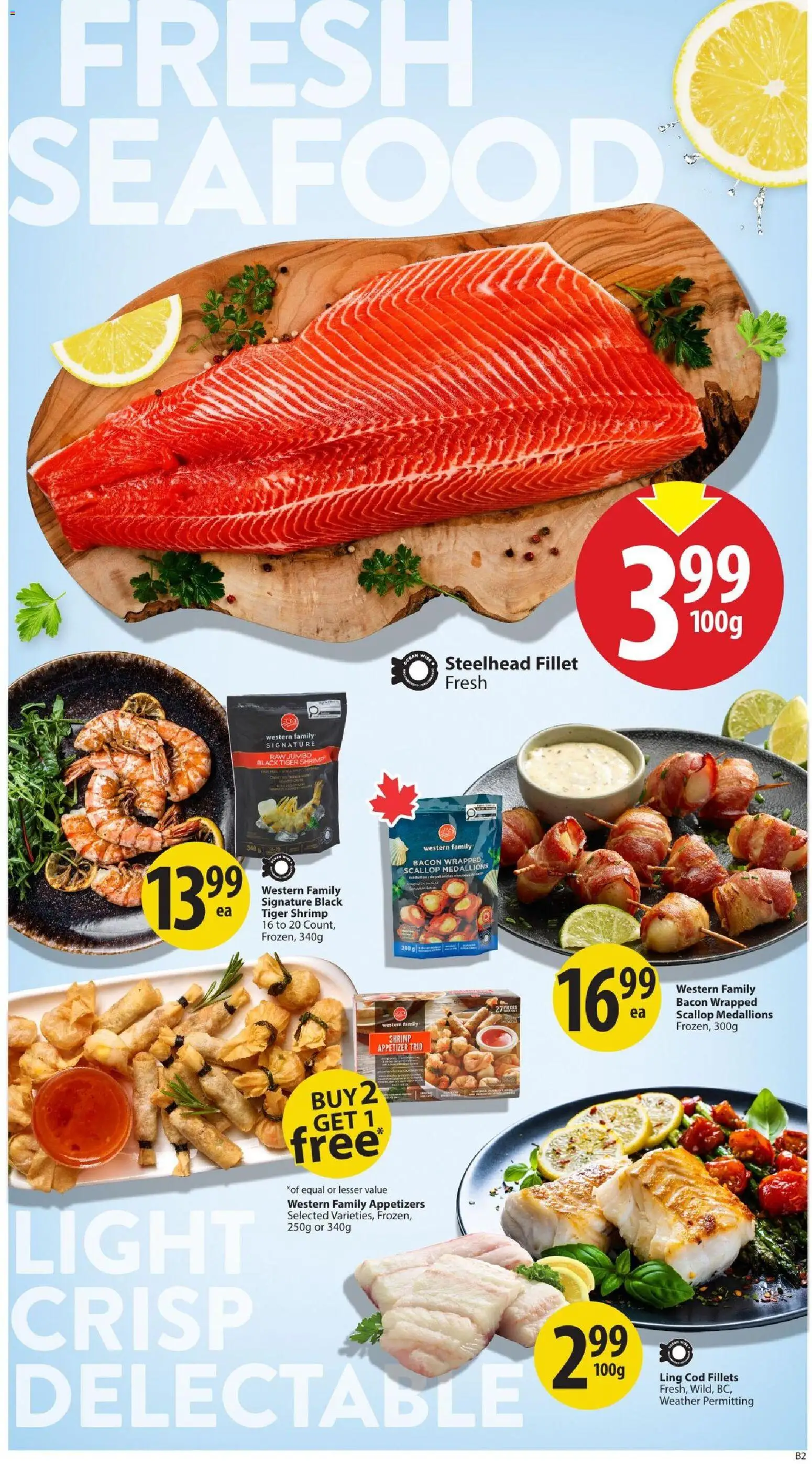 Save on foods flyer valid from Aug 13, 2026 | Page: 12 | Products: Fillet, Seafood, Bacon, Shrimp