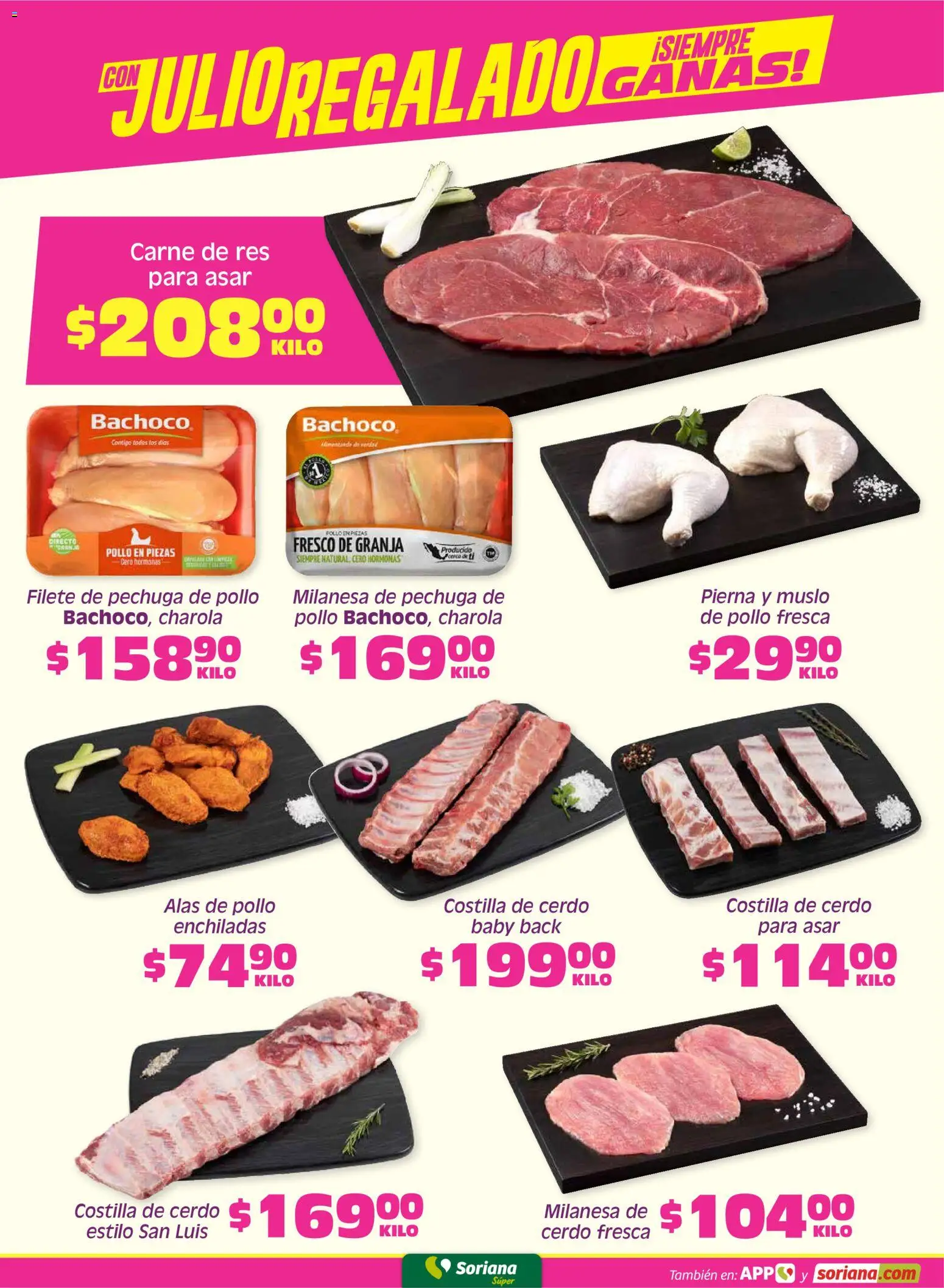 Nuevas ofertas de Soriana válidas en toda la República Mexicana desde el 03/07/2026. ¡Encuentra las mejores ofertas en Soriana Fin de Semana Súper: Ver, Tab, Chis, Camp, Yuc y Q. Roo! | Página: 4 | Productos: Pollo, Milanesa, Cerdo, Res
