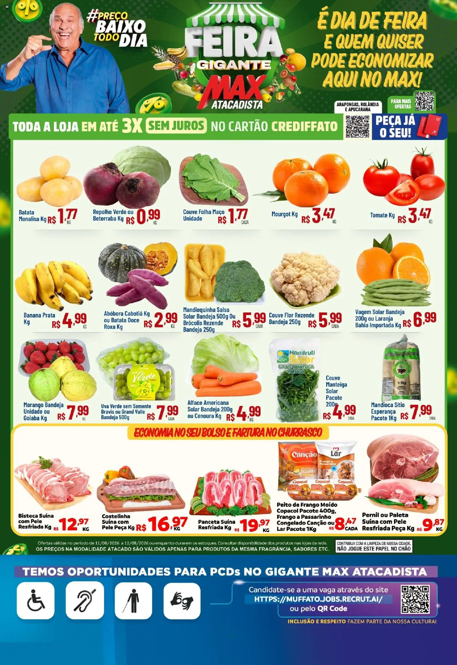 Max Atacadista Folheto - válido de 11/08/2026 | Página: 1 | Produtos: Pernil, Alface, Batata, Frango