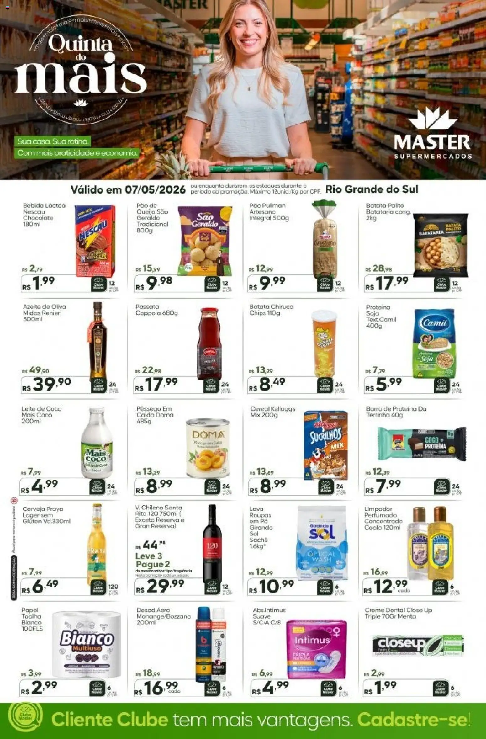Master Folheto - válido de 07.05.2026 | Página: 1 | Produtos: Chocolate, Roupas, Bebida, Batata