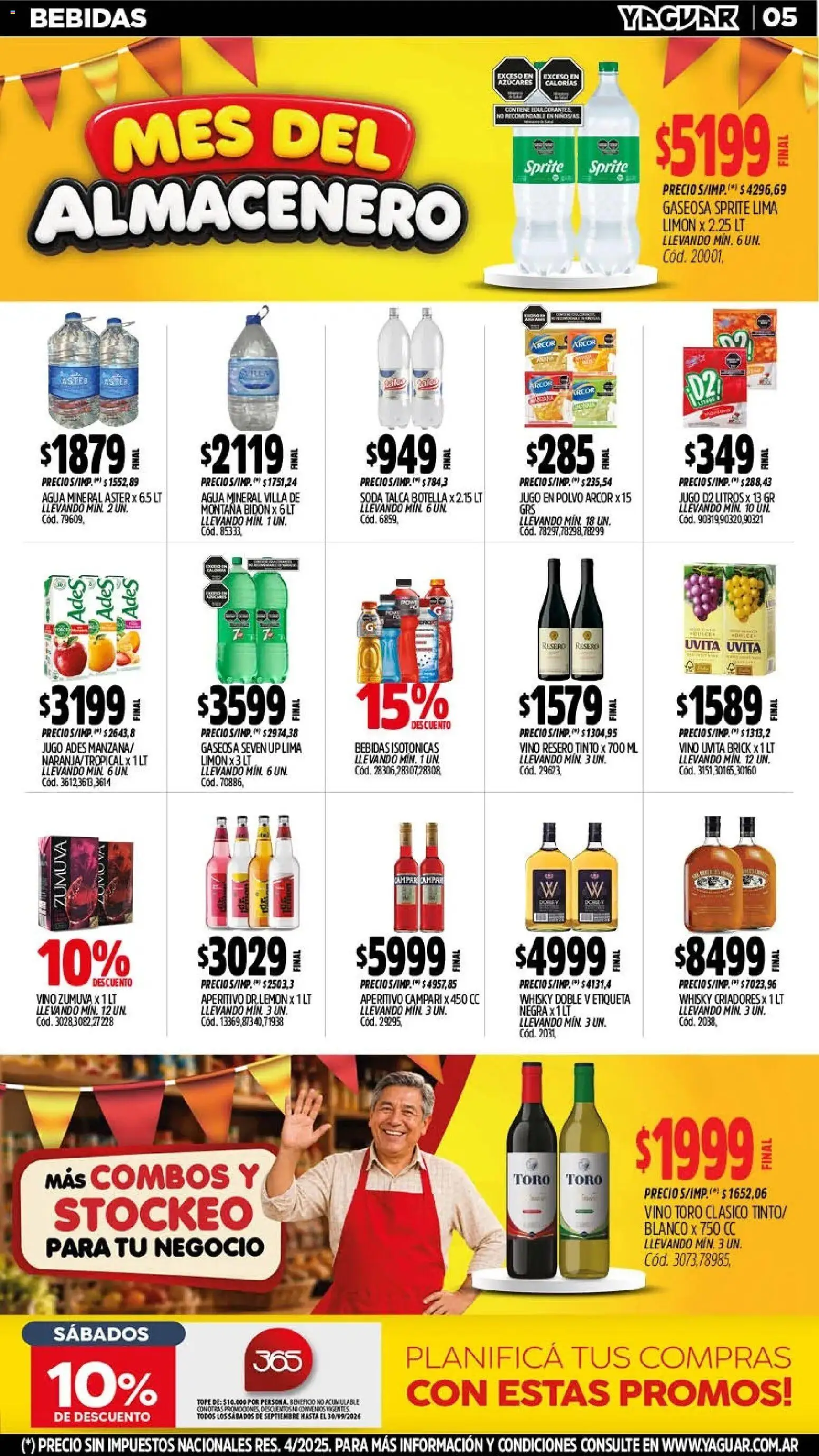 Yaguar - Oferta Semanal Mendoza │ válido desde el 21/09/2026 | Página: 5 | Productos: Campari, Agua, Agua mineral, Vino