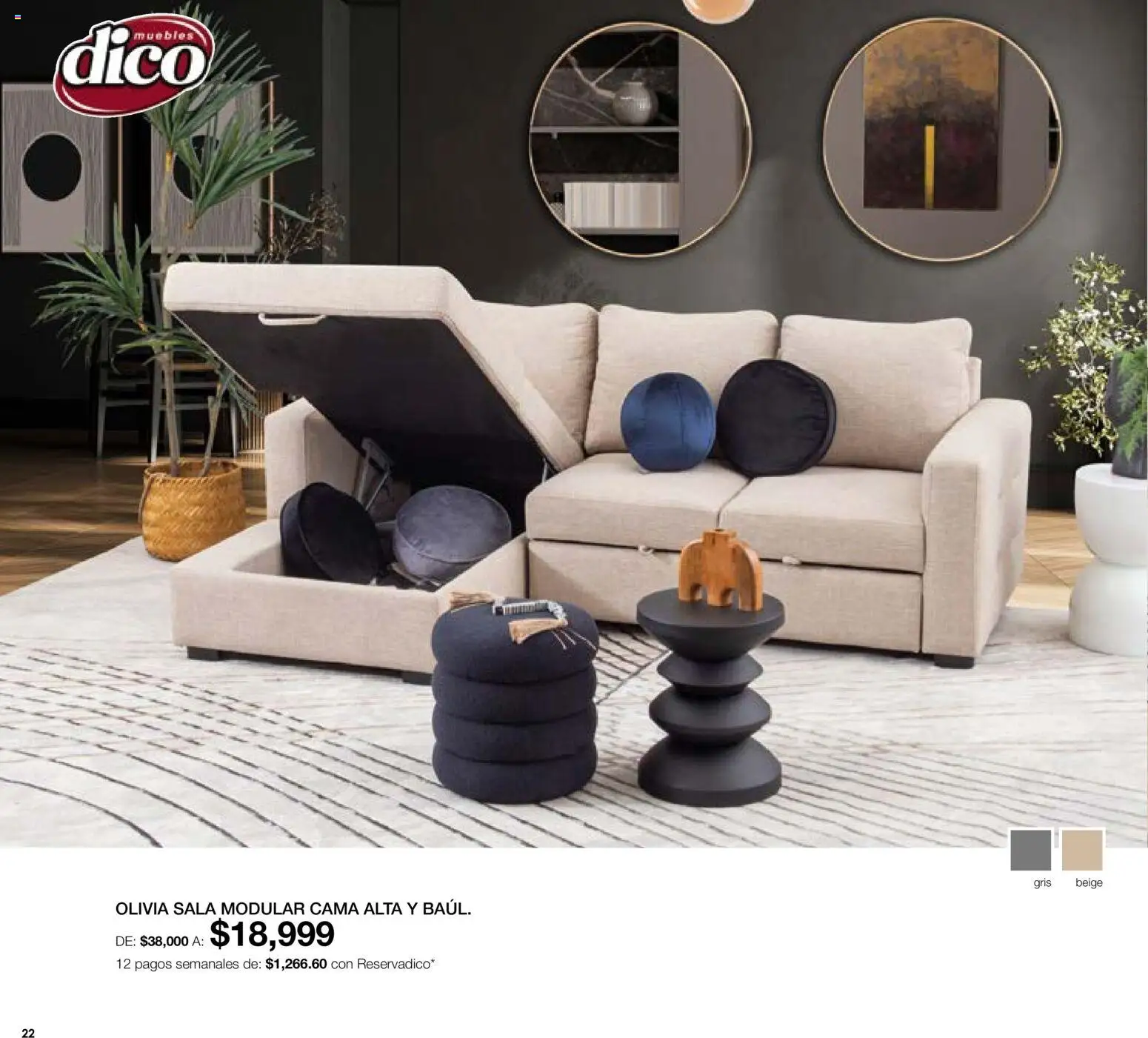 Nuevas ofertas de Muebles Dico válidas en toda la República Mexicana desde el 01.06.2026. ¡Encuentra las mejores ofertas en Muebles Dico catálogo! | Página: 22 | Productos: Cama, Modular
