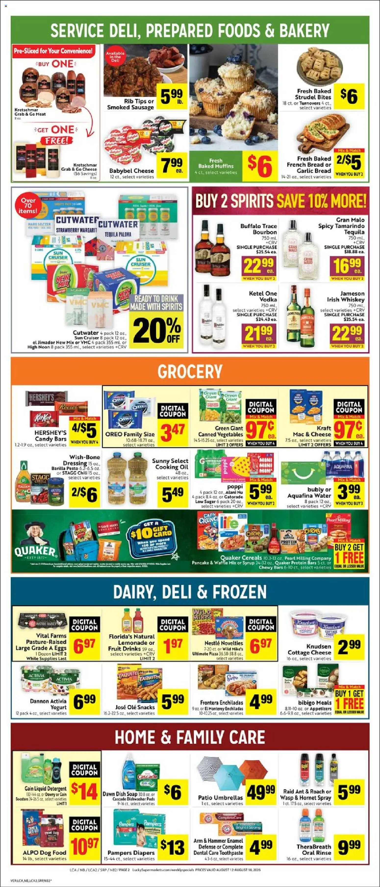 Lucky Supermarkets Weekly Ad - valid from 08/12/2026 | Page: 2 | Products: Diapers, Cheese, Oreo, Vegetables