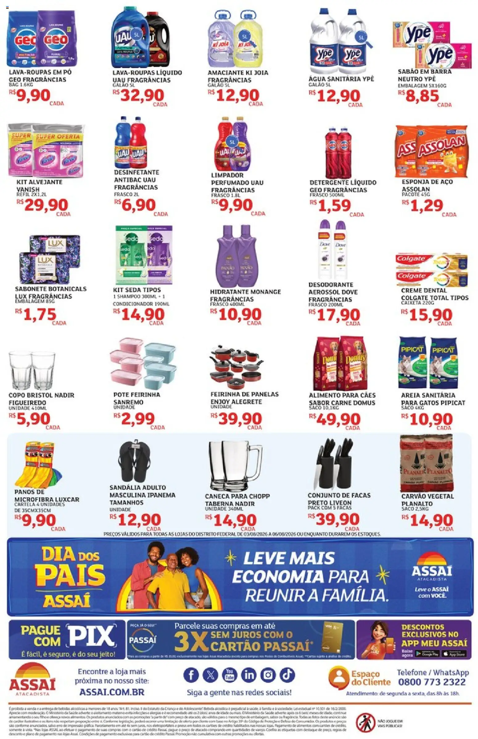 Assaí Atacadista Folheto - válido de 03/08/2026 | Página: 4 | Produtos: Sabão, Desodorante, Dove, Creme dental