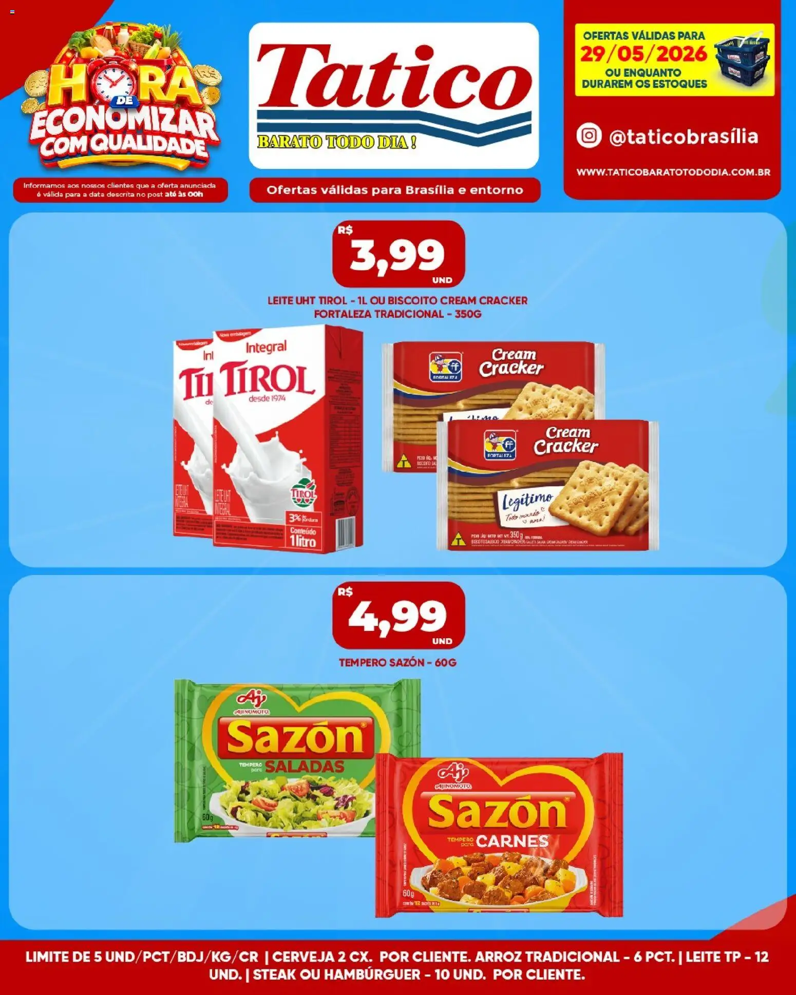 Tatico Folheto - válido de 29.05.2026 | Página: 2 | Produtos: Biscoito, Leite, Hambúrguer, Cream cracker