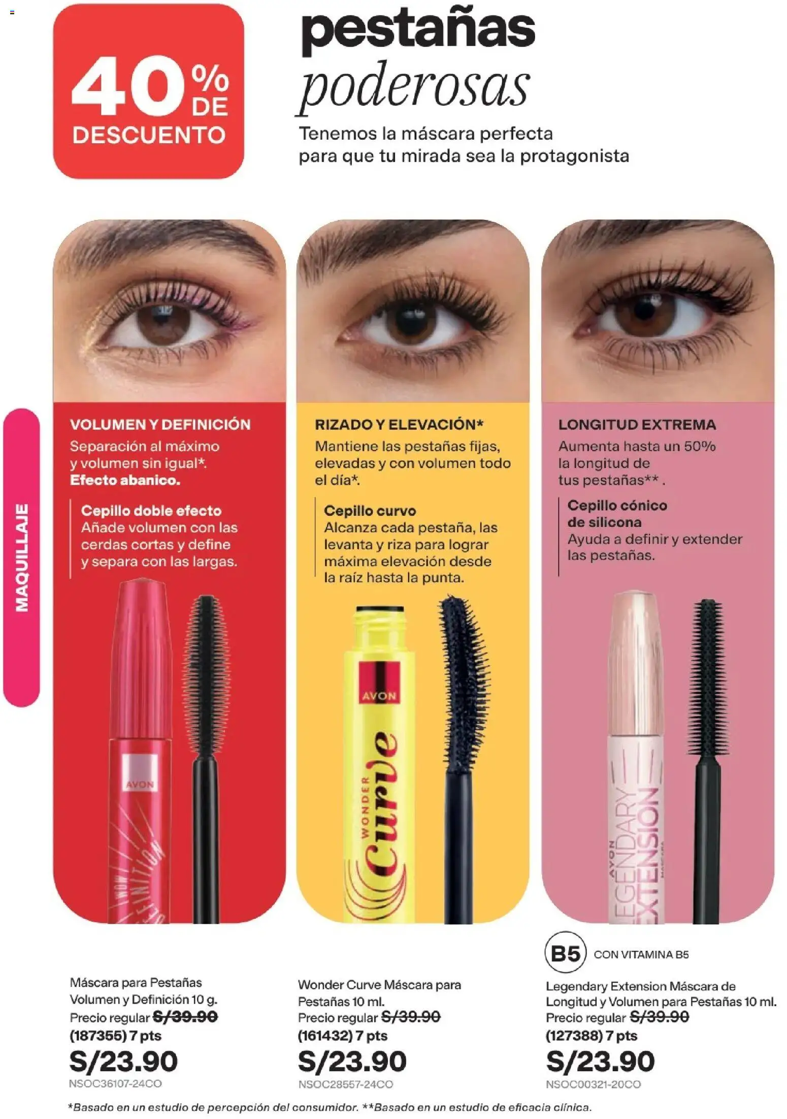 Catálogo Avon válido desde 22/07/2026 | Página: 25 | Productos: Máscara, Maquillaje