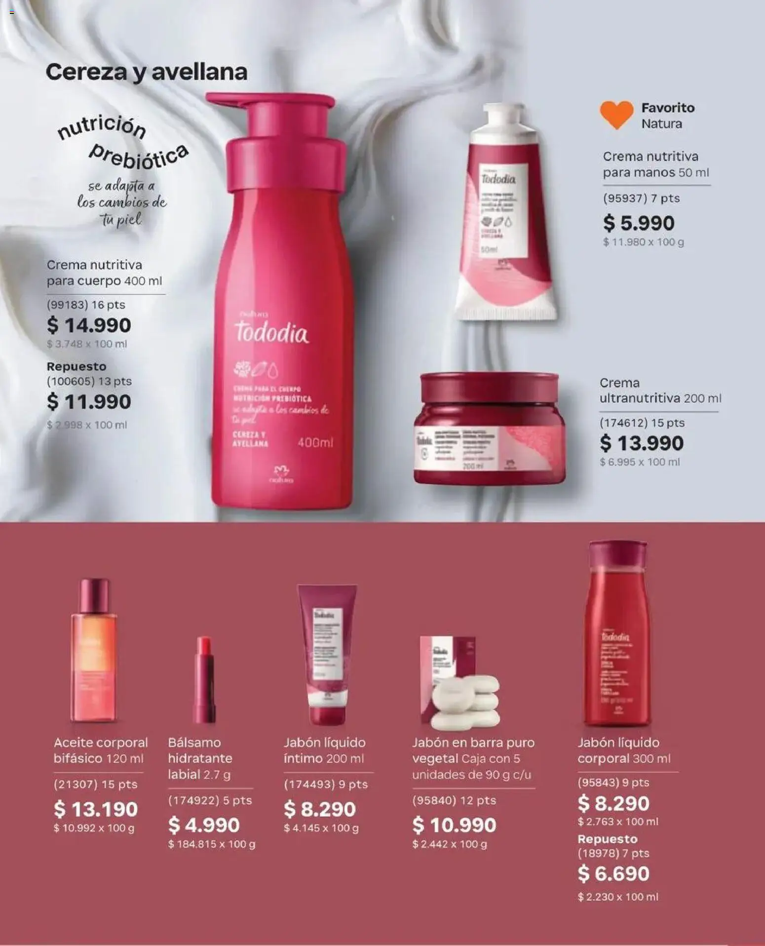 Natura catálogo │ válido desde el 31.08.2026 | Página: 156 | Productos: Aceite corporal, Caja, Jabón líquido, Crema