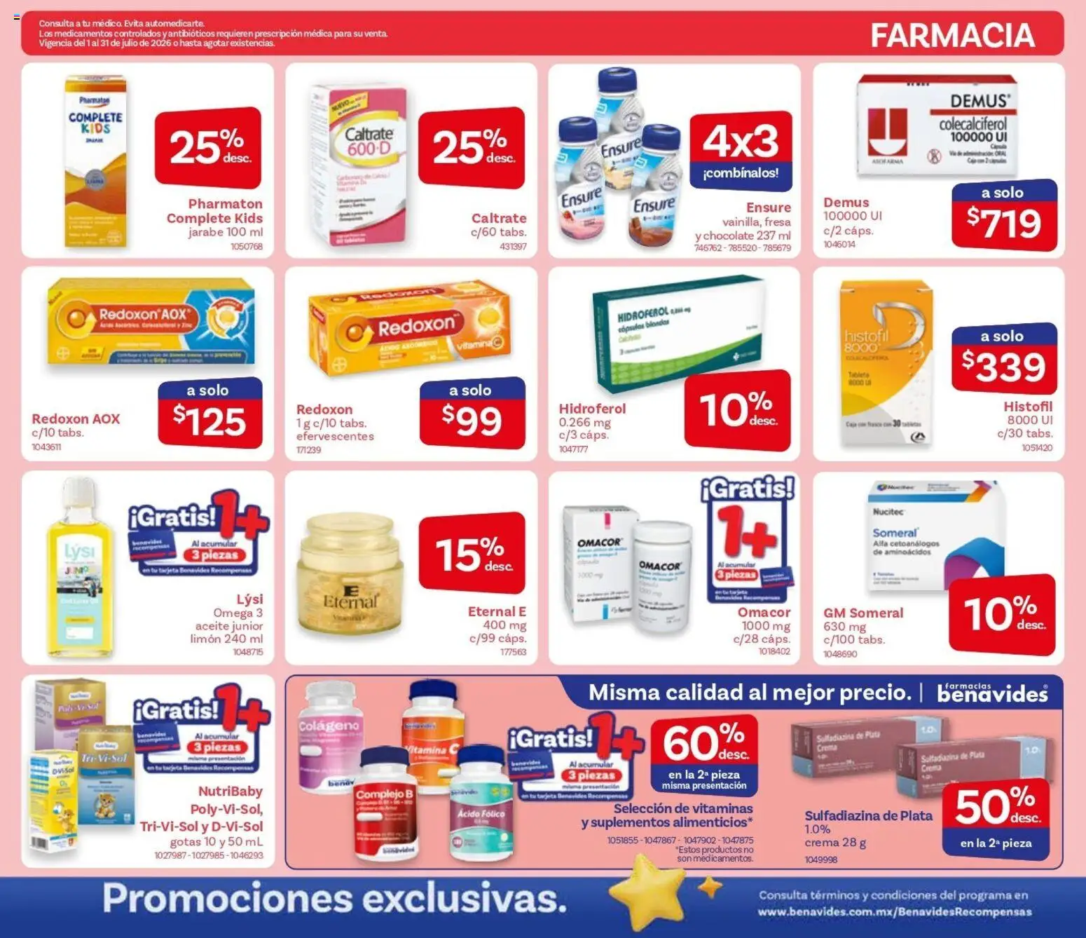 Nuevas ofertas de Farmacia Benavides válidas en toda la República Mexicana desde el 01/07/2026. ¡Encuentra las mejores ofertas en Farmacia Benavides catálogo! | Página: 13