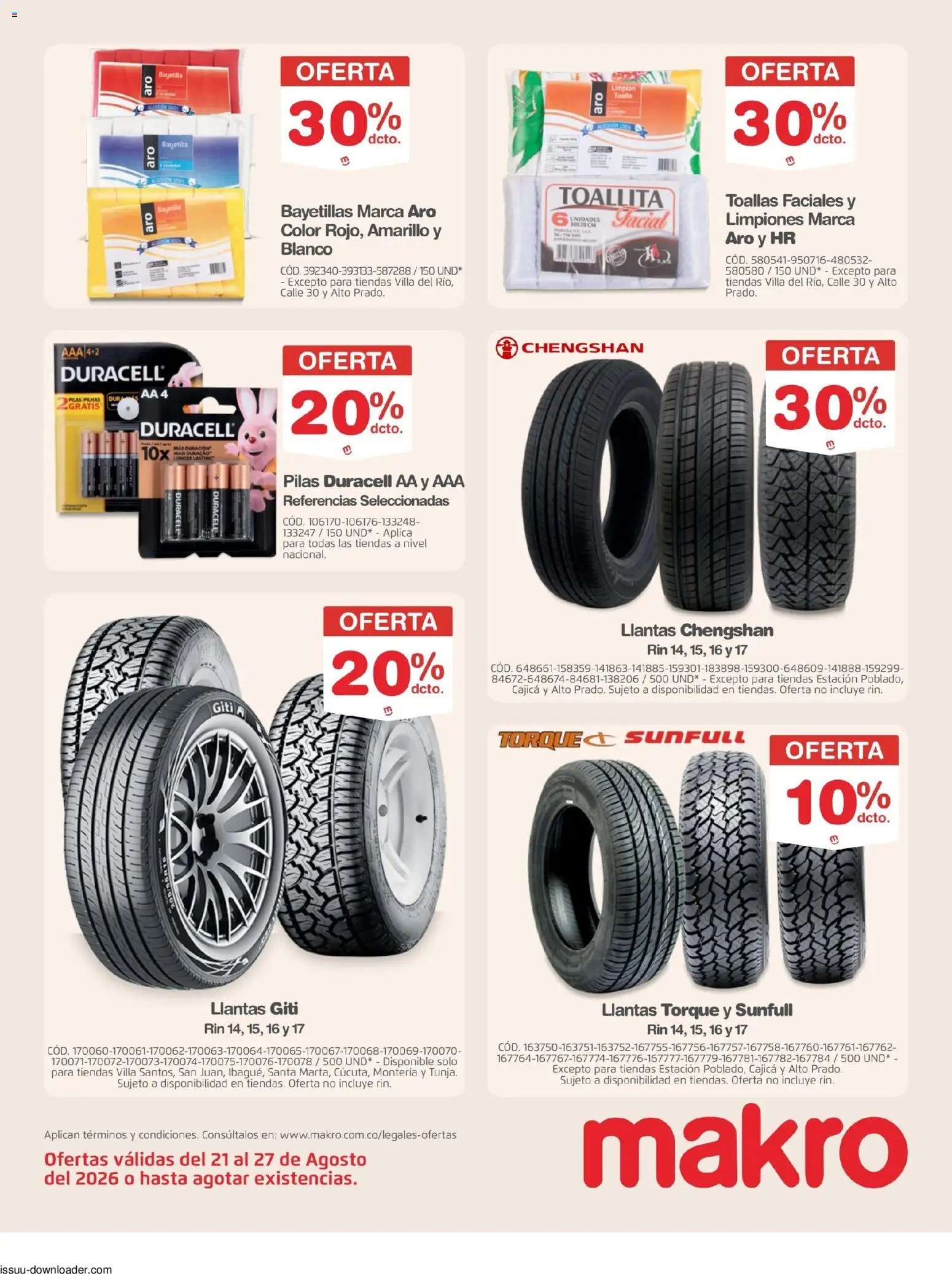 Makro revista - valida desde el 21/08/2026 | Página: 26 | Productos: Pilas, Limpión, Toallas