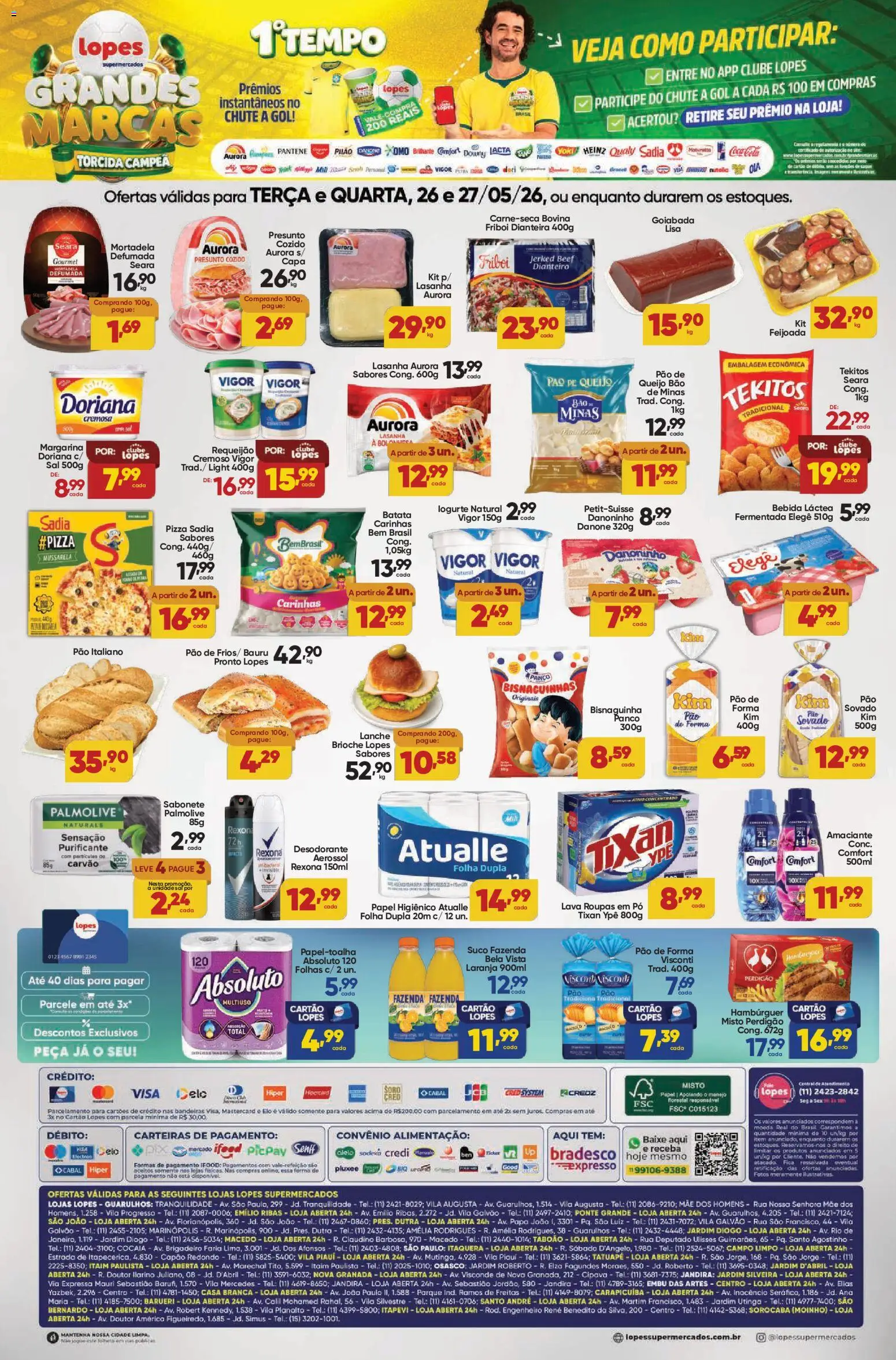 Lopes Supermercados Folheto - válido de 26.05.2026 | Página: 2 | Produtos: Desodorante, Queijo, Sabonete, Amaciante