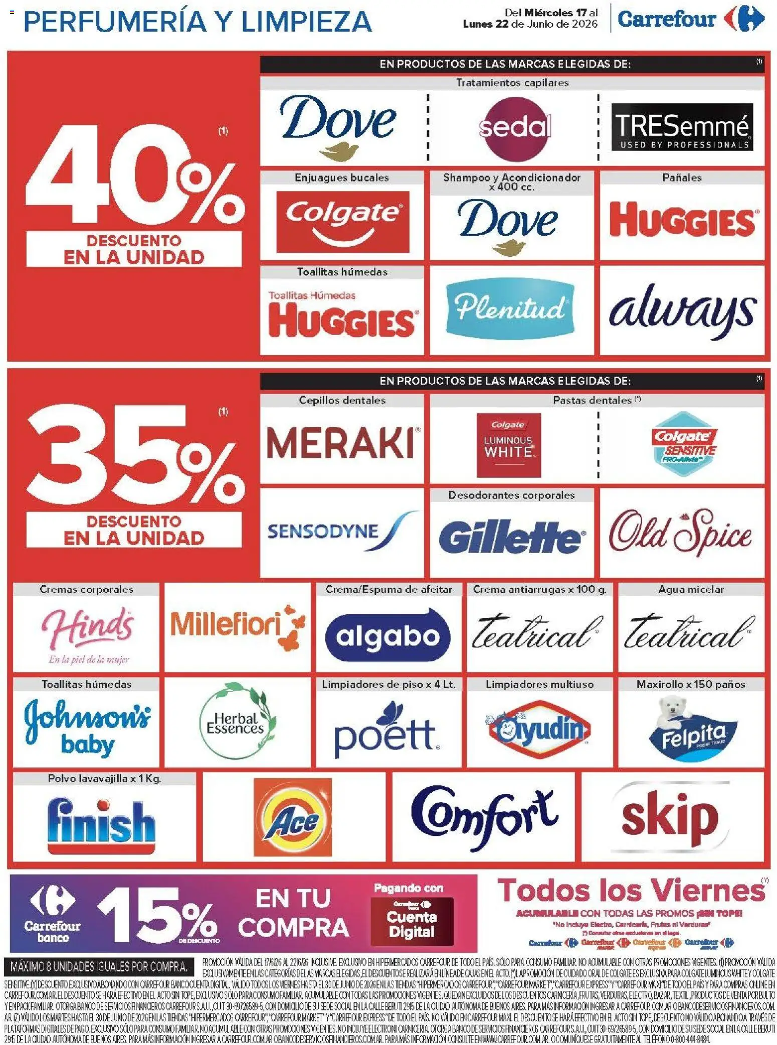Carrefour ofertas │ válido desde el 17.06.2026 | Página: 19 | Productos: Shampoo, Acondicionador, Toallitas húmedas, Crema