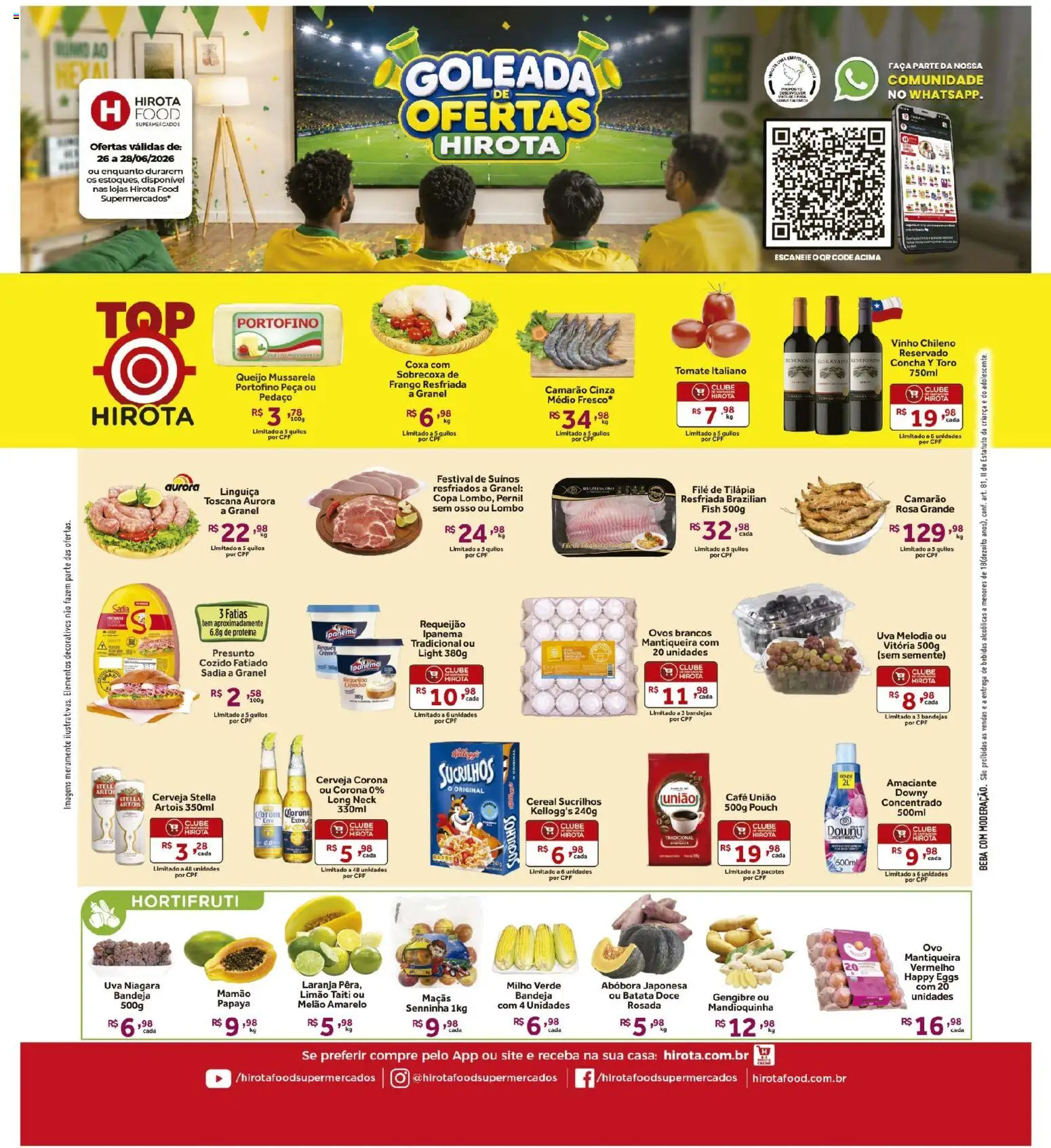 Hirota Food Folheto - válido de 26/06/2026 | Página: 1 | Produtos: Lombo, Camarão, Sucrilhos, Requeijão