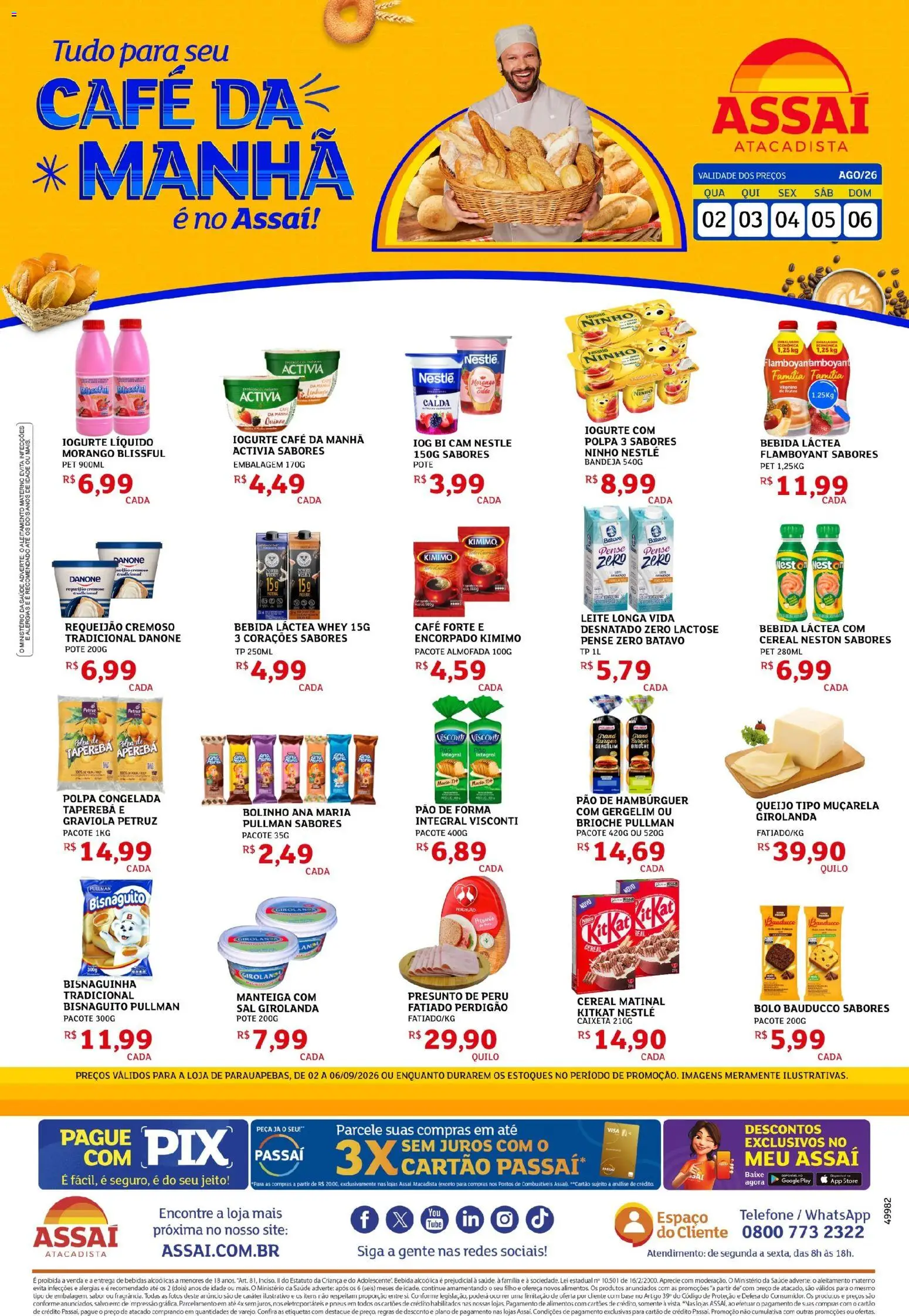 Assaí Atacadista Folheto - válido de 02/09/2026 | Página: 1 | Produtos: Leite longa vida, Café, Alimentos, Peru