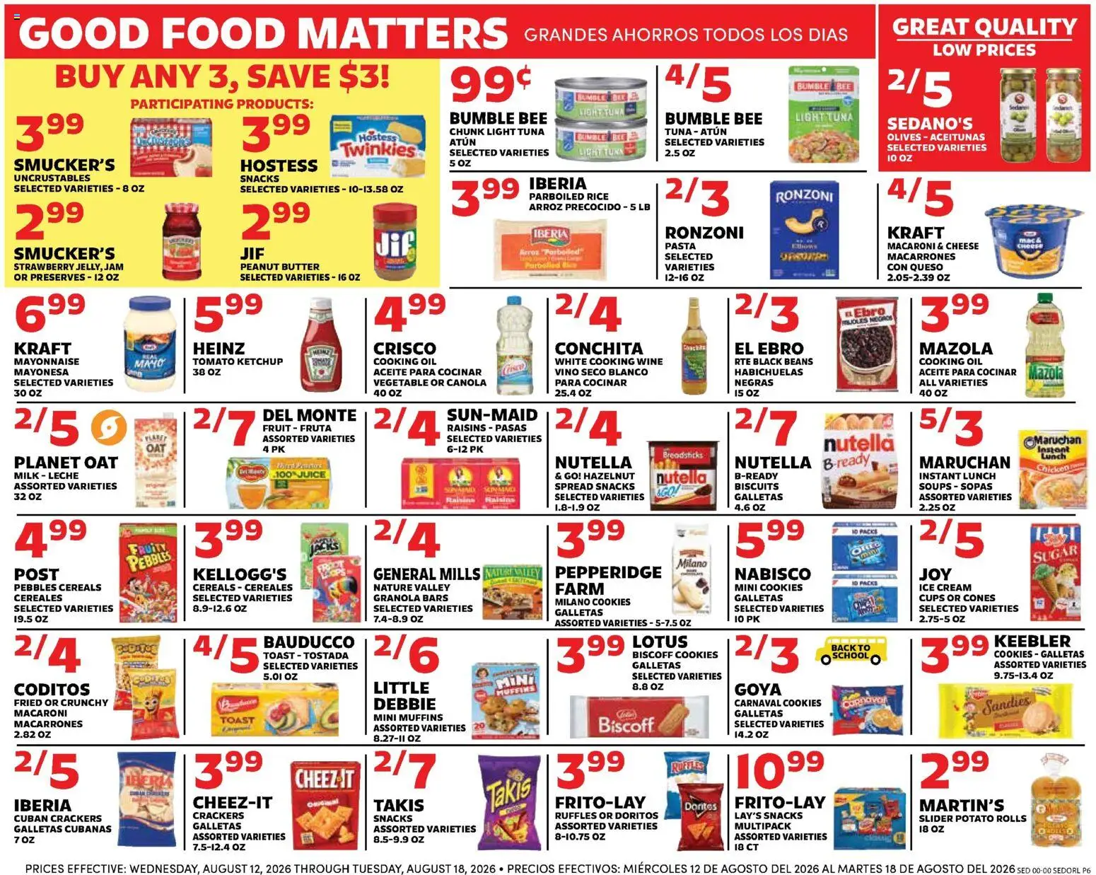 Sedano's Weekly Ad - valid from 08/12/2026 | Page: 6 | Products: Parboiled rice, Nutella, Cereals, Sugar