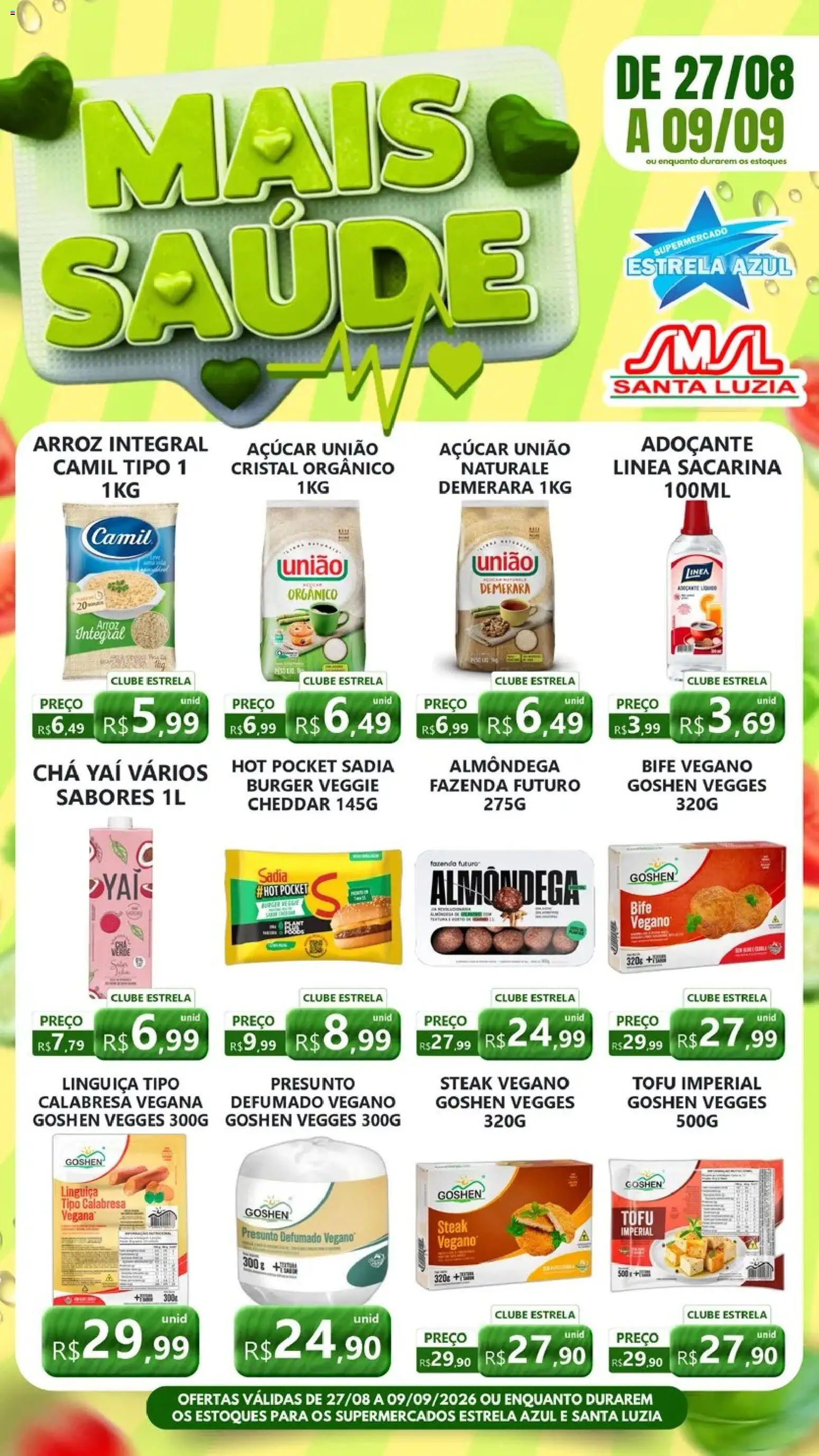 Estrela Azul Folheto - válido de 27/08/2026 | Página: 3 | Produtos: Steak, Adoçante, Linguiça, Arroz