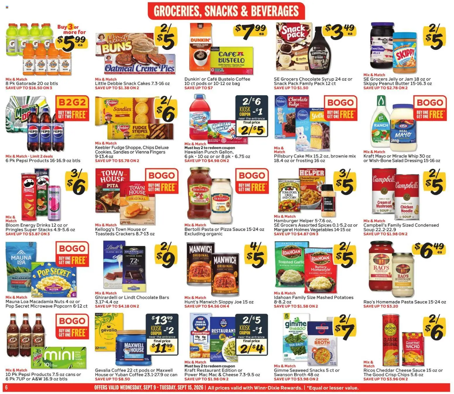 Winn Dixie Weekly Ad - valid from 09/09/2026 | Page: 6 | Products: Corn, Butter, Chocolate, Bag