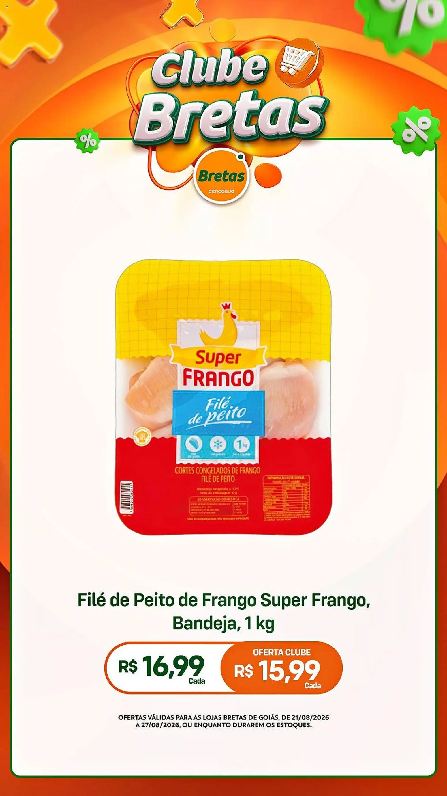 Bretas Folheto - válido de 21/08/2026 | Página: 7 | Produtos: Frango, Peito de frango