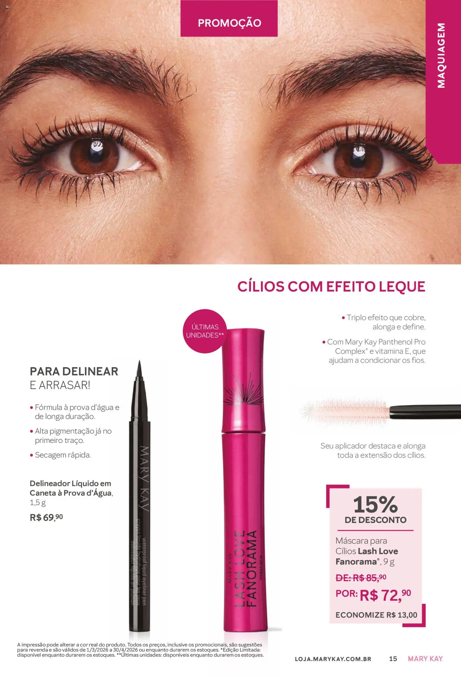 Mary Kay Folheto - válido de 01/03/2026 | Página: 15 | Produtos: Maquiagem, Delineador, Caneta