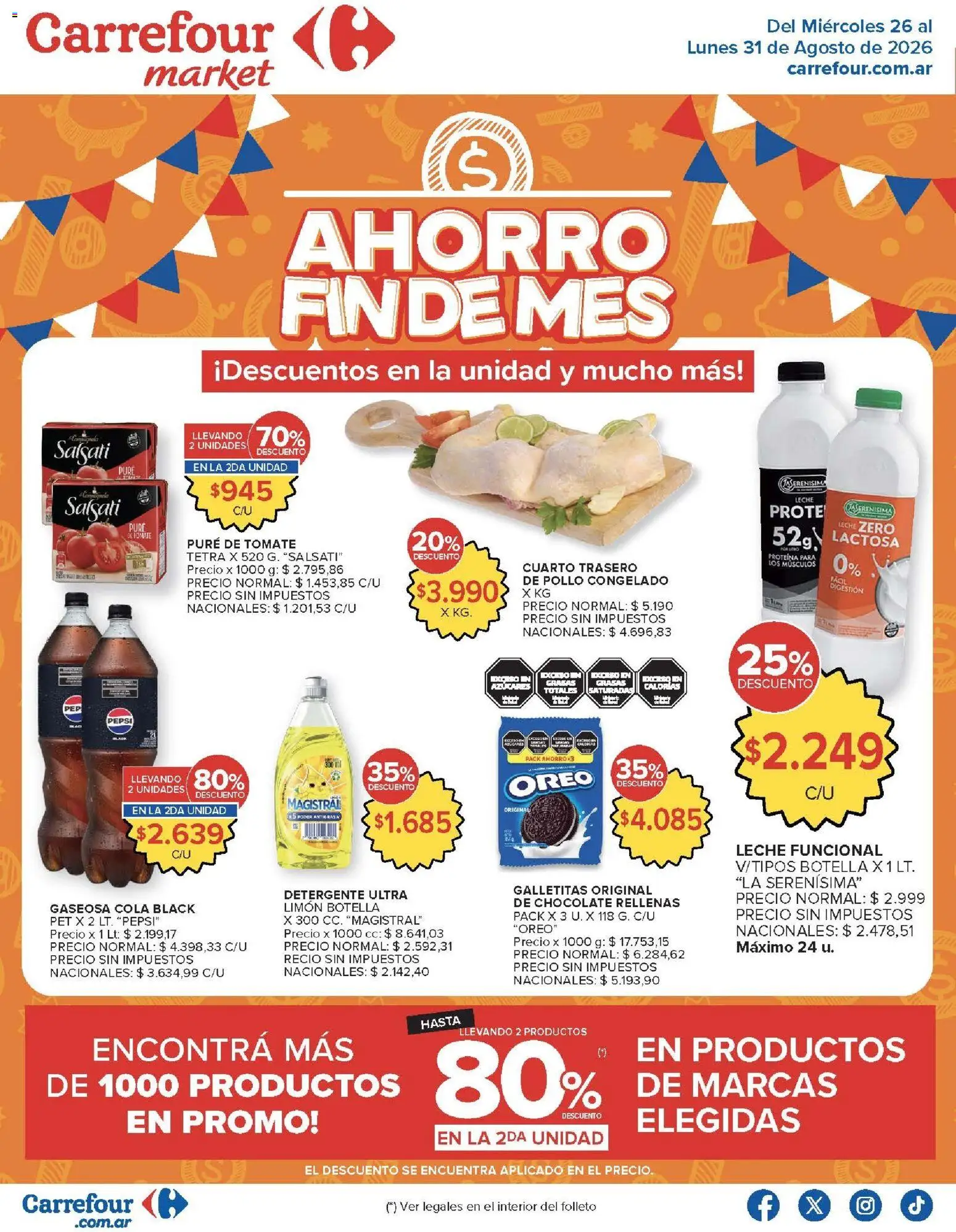 Carrefour ofertas │ válido desde el 26/08/2026 | Página: 35 | Productos: Galletitas, Oreo, Pure de Tomate, Chocolate