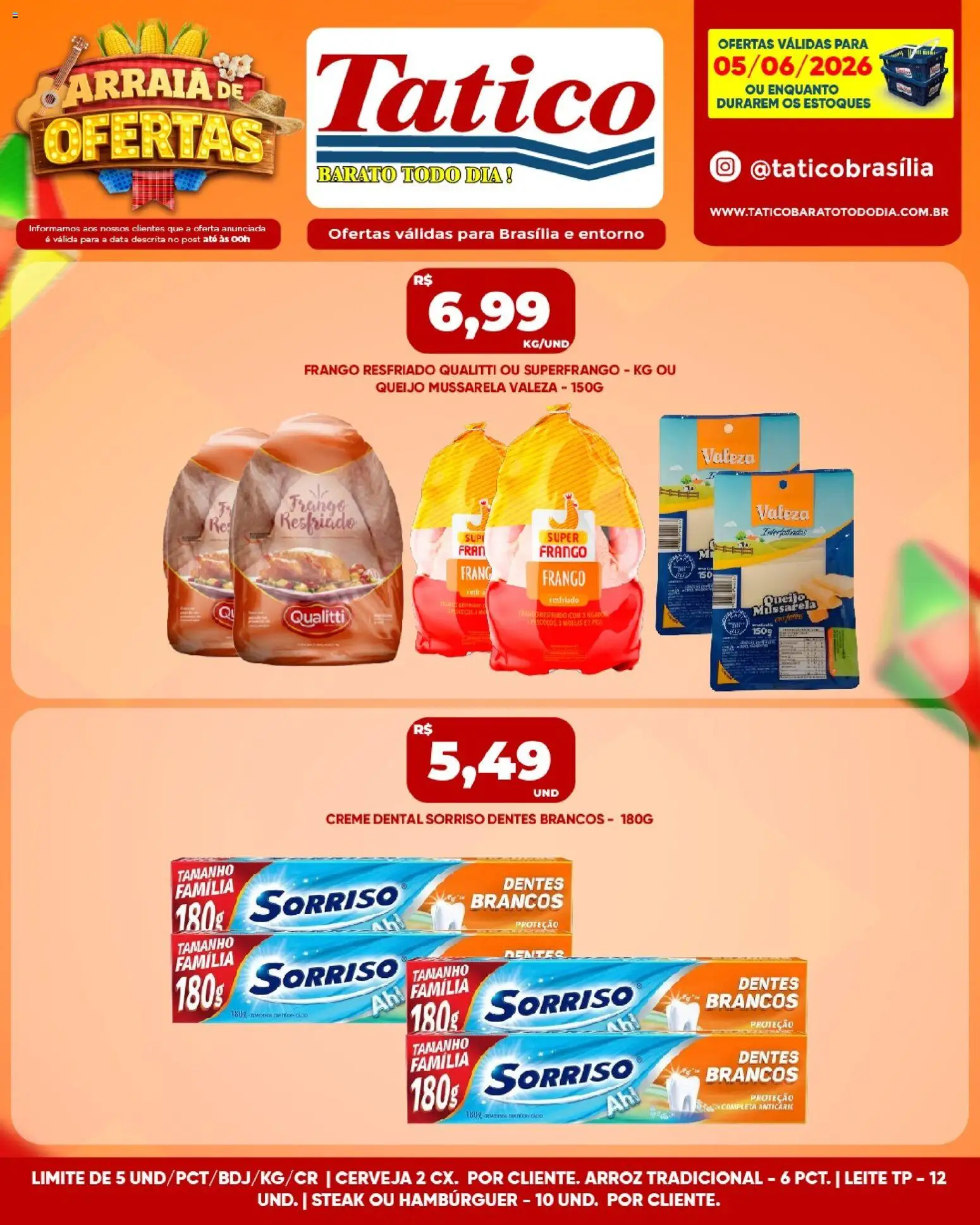 Tatico Folheto - válido de 05.06.2026 | Página: 5 | Produtos: Hambúrguer, Frango, Creme dental, Mussarela
