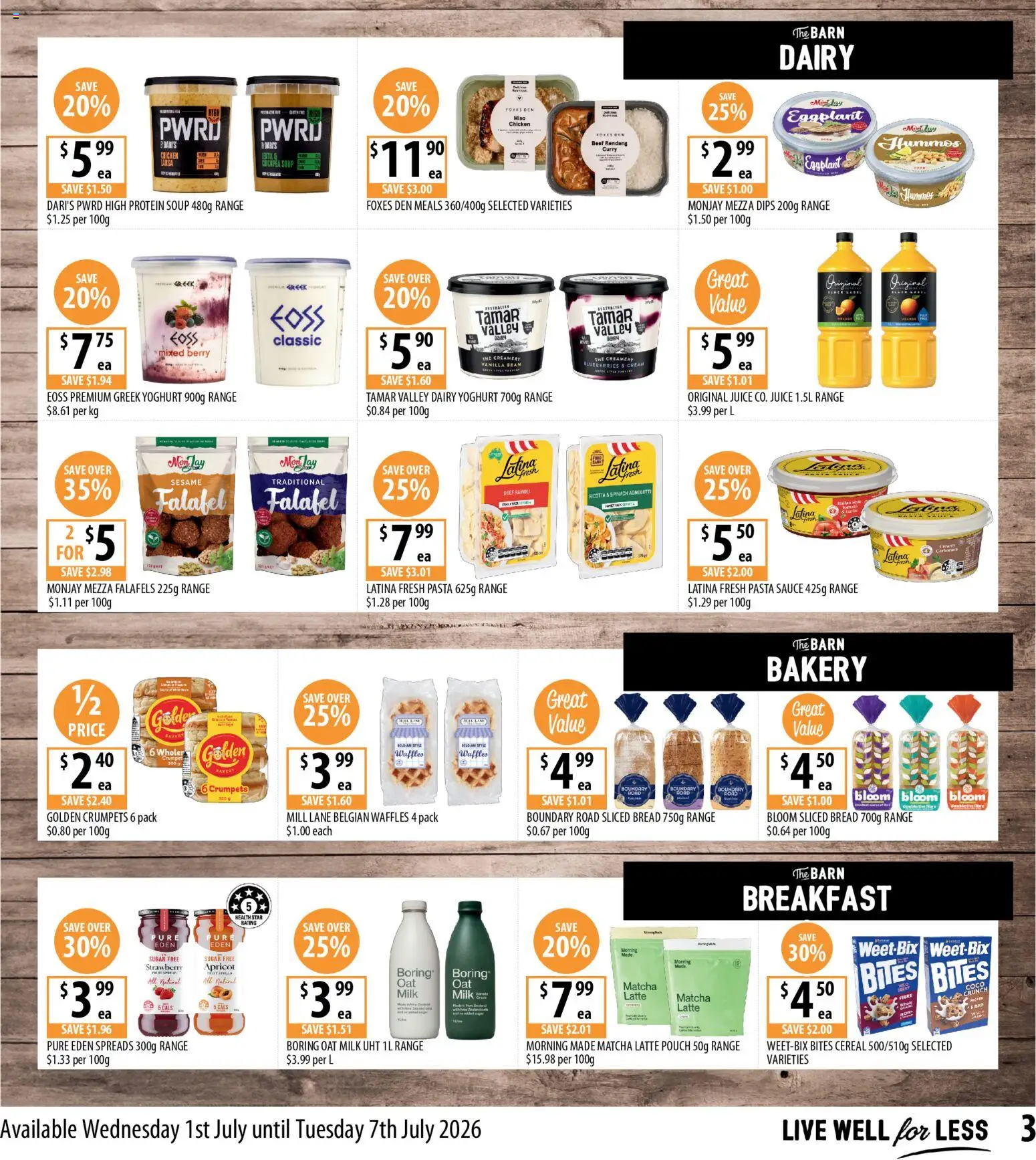 Supabarn catalogue - valid from 01/07/2026 | Page: 3 | Products: Beef, Cream, Waffles, Bakery