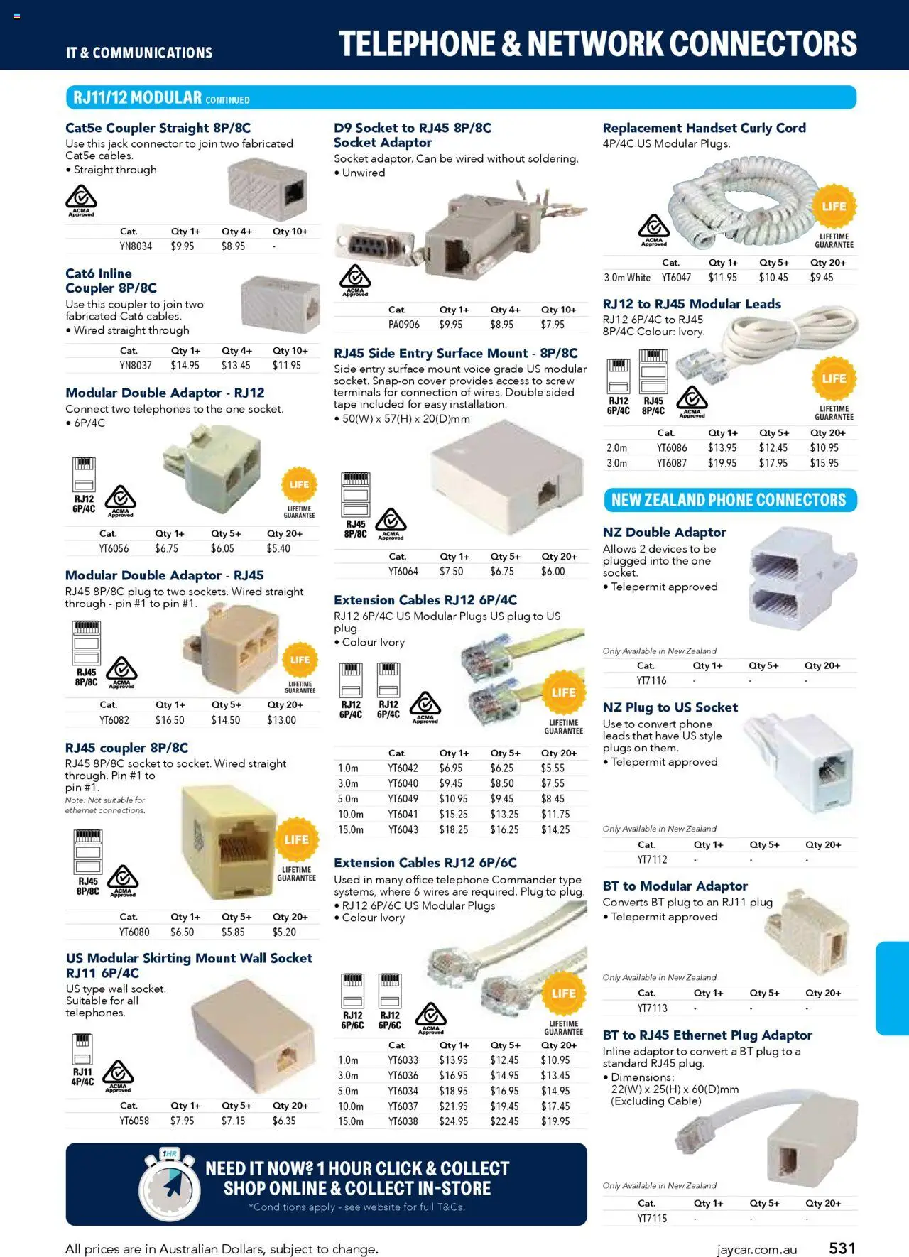 Jaycar catalogue - valid from 09/07/2025 | Page: 531 | Products: Adaptor, Curly, Cable, Connector