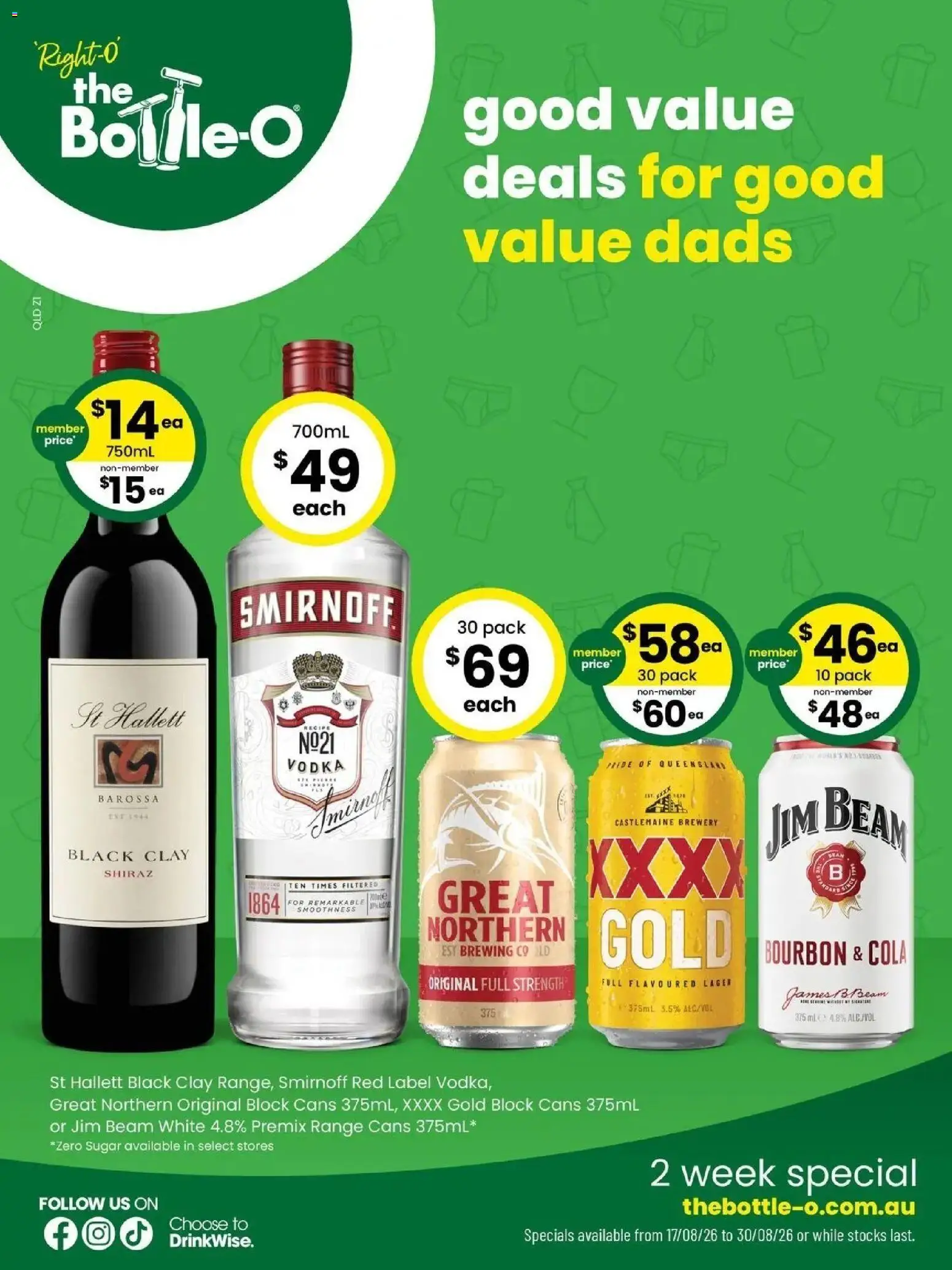 The Bottle-O catalogue - valid from 17/08/2026 | Page: 1 | Products: Jim Beam, Vodka, Sugar, Clay