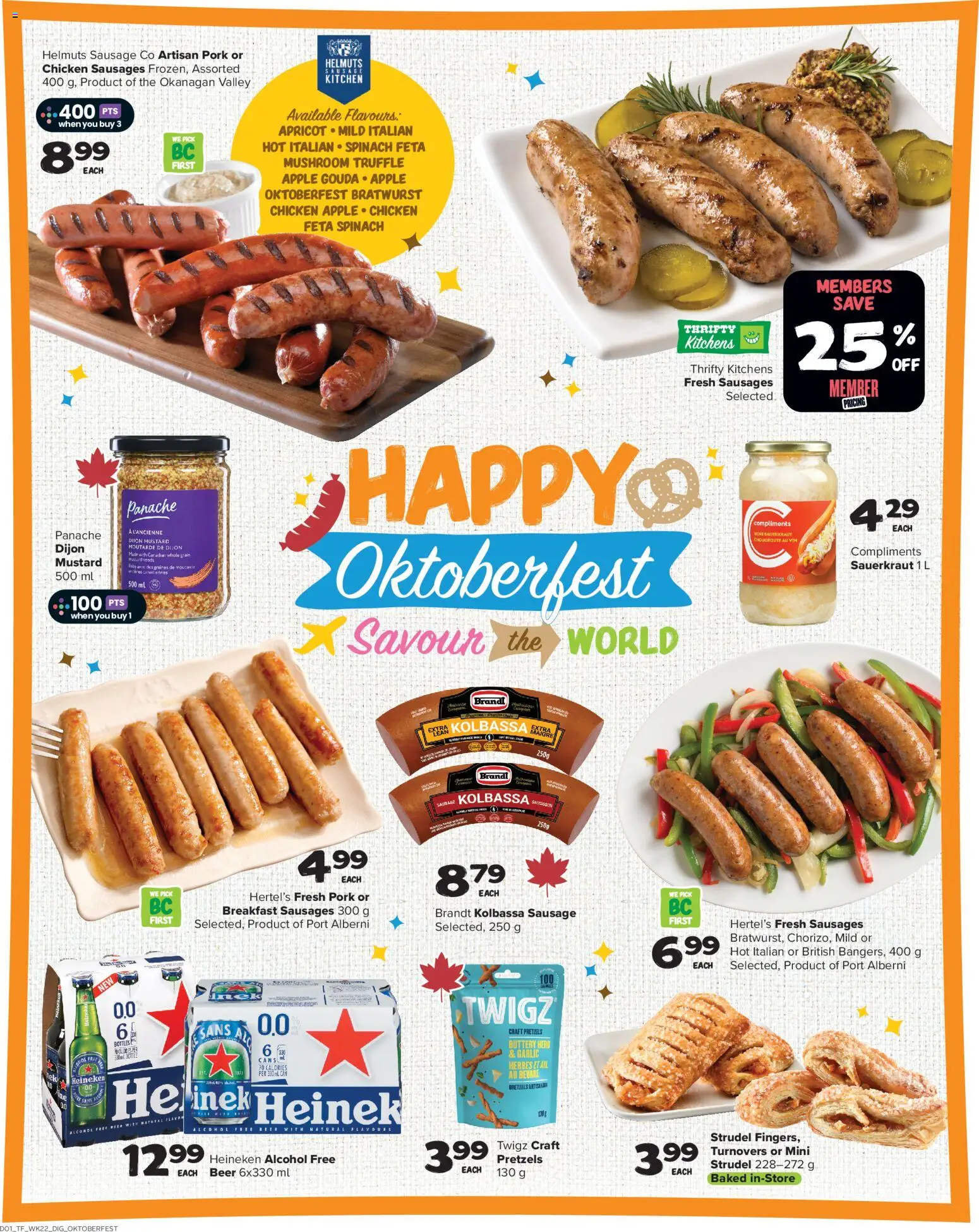 Thrifty Foods flyer valid from Sep 24, 2026 | Page: 11 | Products: Sausage, Spinach, Alcohol, Garlic
