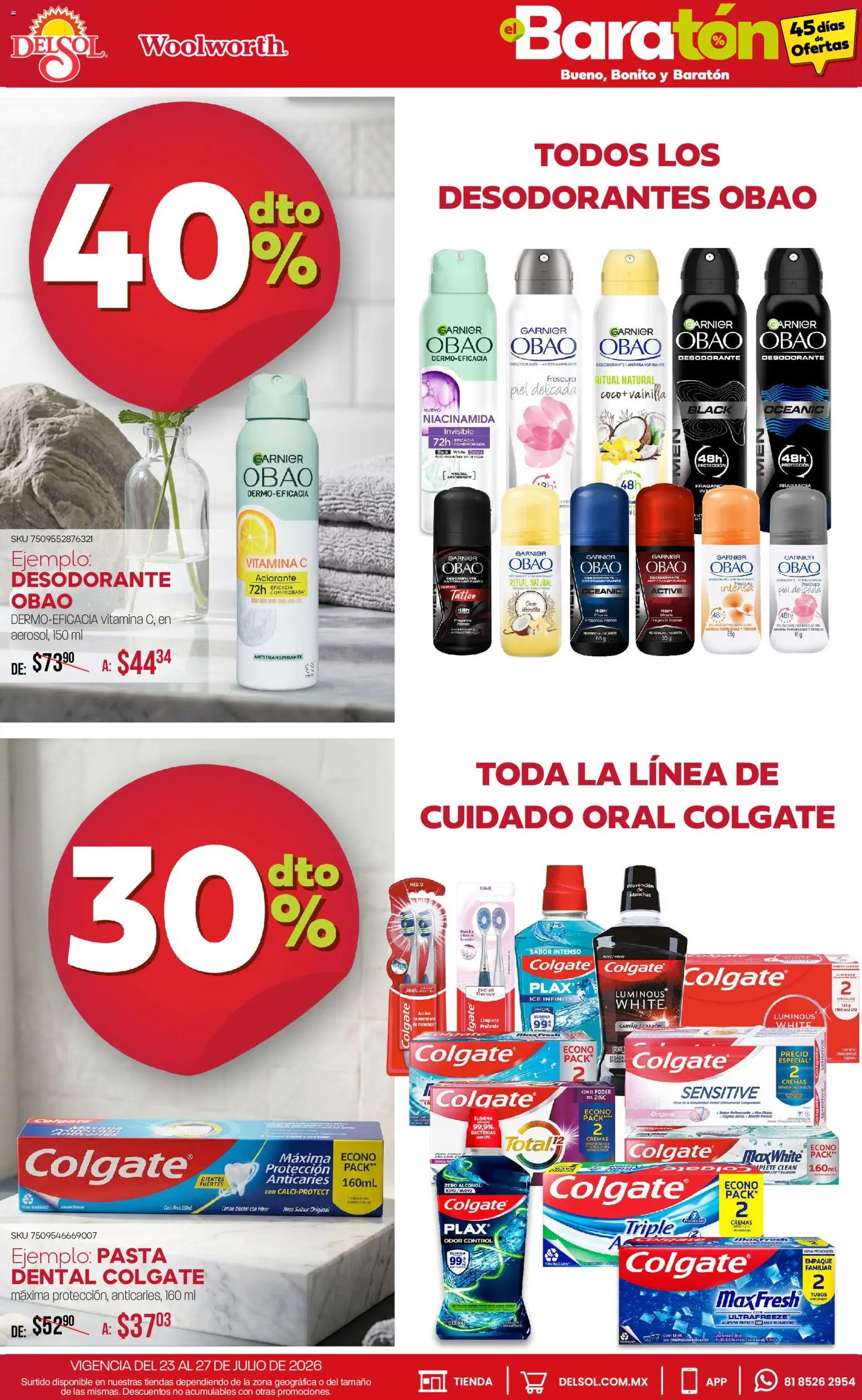 Nuevas ofertas de Del Sol y Woolworth válidas en toda la República Mexicana desde el 23/07/2026. ¡Encuentra las mejores ofertas en Del Sol y Woolworth catálogo Bueno, Bonito y Baratón! | Página: 13