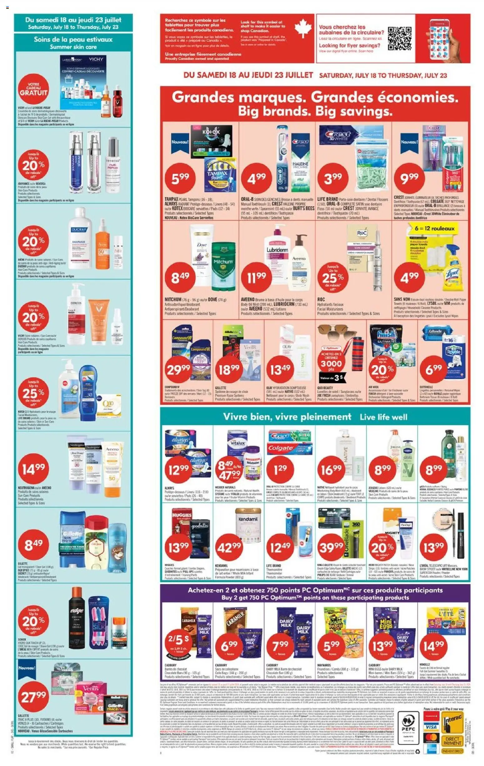 Pharmaprix flyer valid from Jul 17, 2026 | Page: 2 | Products: Whole milk, Thermometer, Tampons, Toothpaste