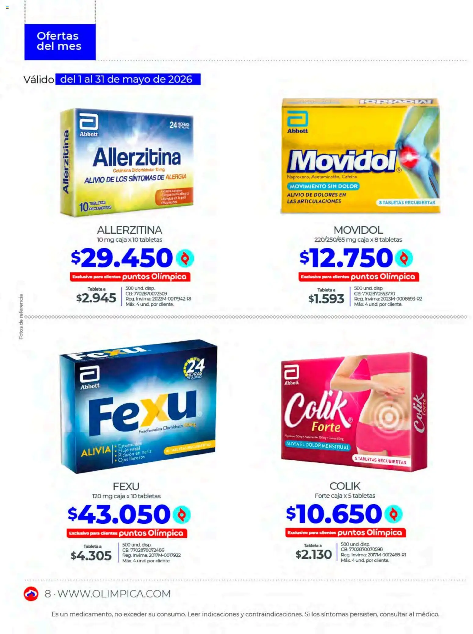 Olímpica revista - valida desde el 01.05.2026 | Página: 8 | Productos: Tableta, Caja