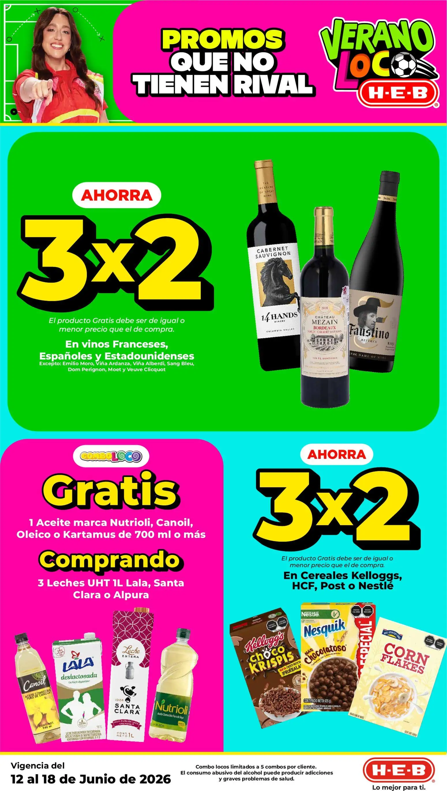 Nuevas ofertas de H-E-B válidas en toda la República Mexicana desde el 12.06.2026. ¡Encuentra las mejores ofertas en H-E-B folleto! | Página: 3 | Productos: Leche, Aceite, Cereales, Vitaminas