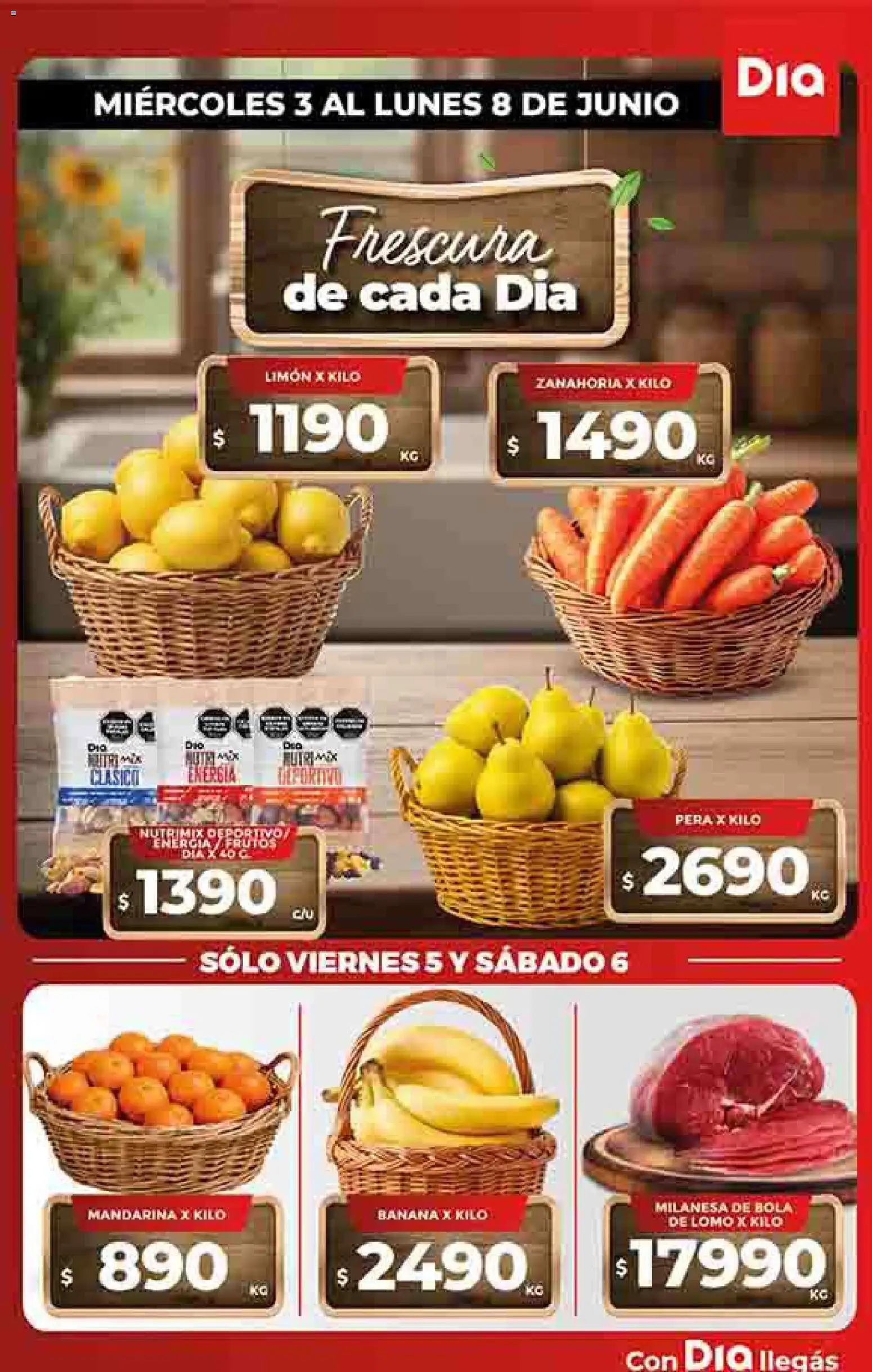 Dia - Ofertas - Todas las tiendas │ válido desde el 03.06.2026 | Página: 1 | Productos: Banana, Milanesa, Pera, Limón