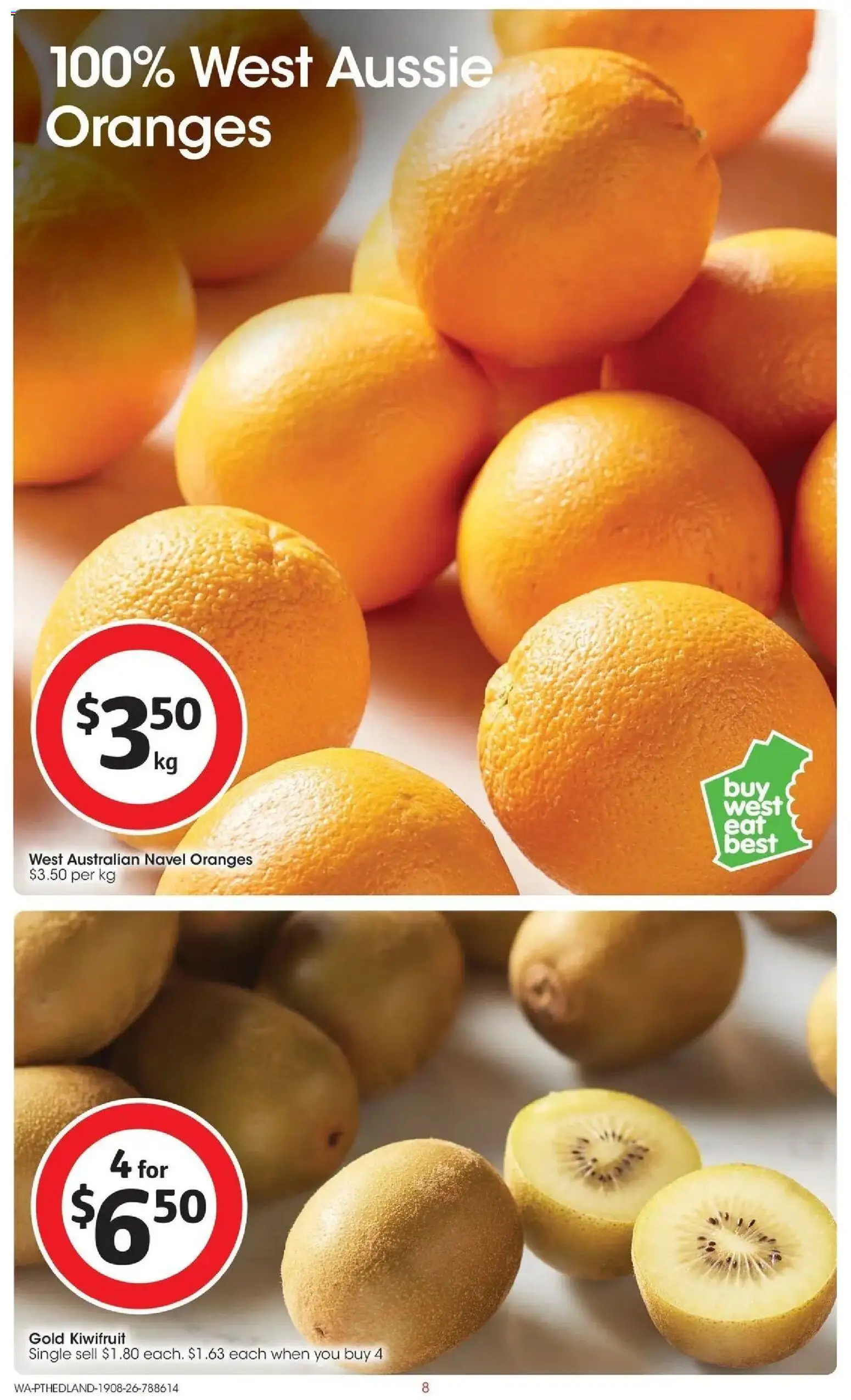 Coles catalogue - valid from 19/08/2026 | Page: 8 | Products: Oranges, Kiwifruit