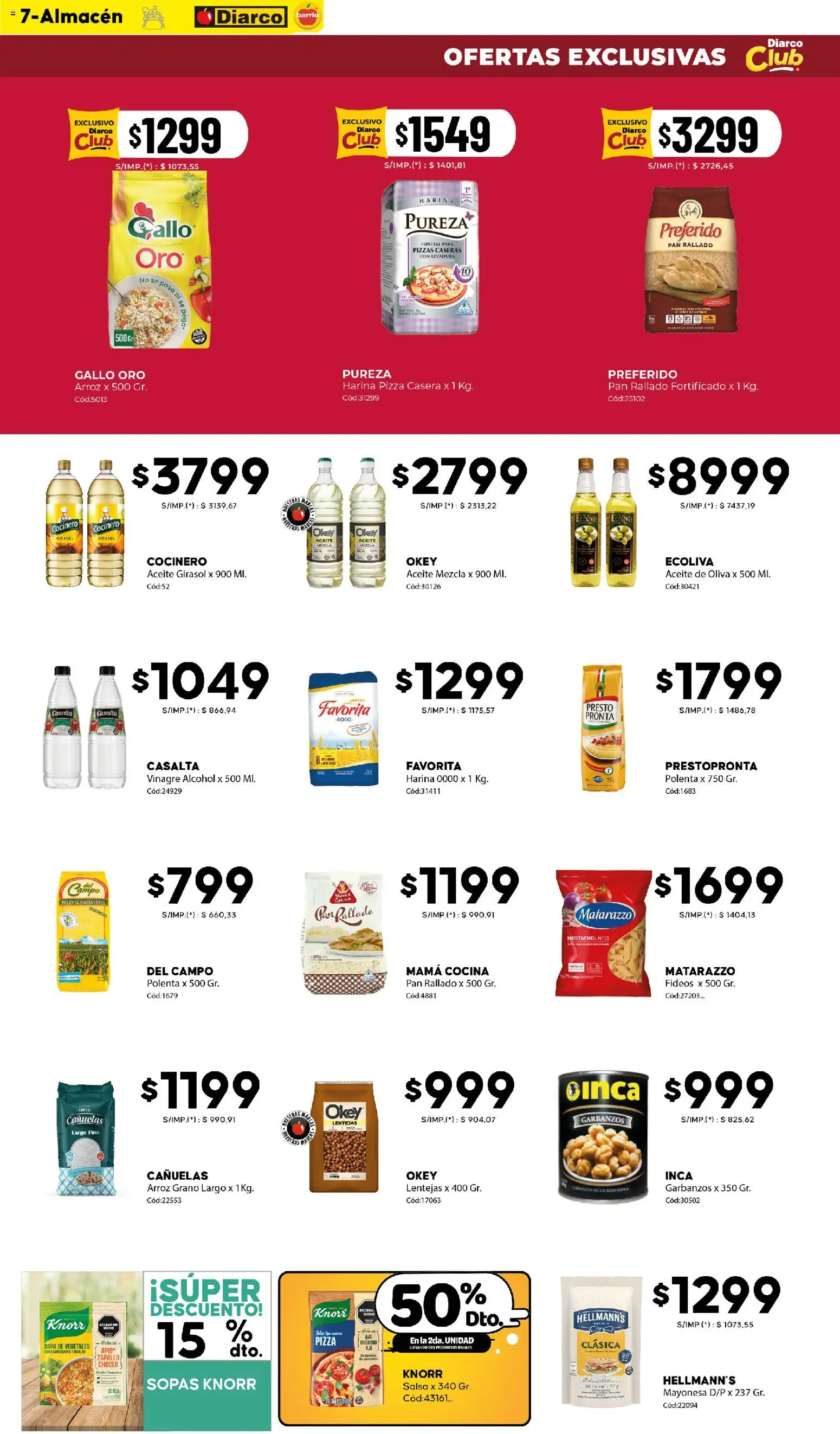 Diarco - Ofertas Diarco Barrio │ válido desde el 29/06/2026 | Página: 7 | Productos: Vinagre, Polenta, Garbanzos, Pan