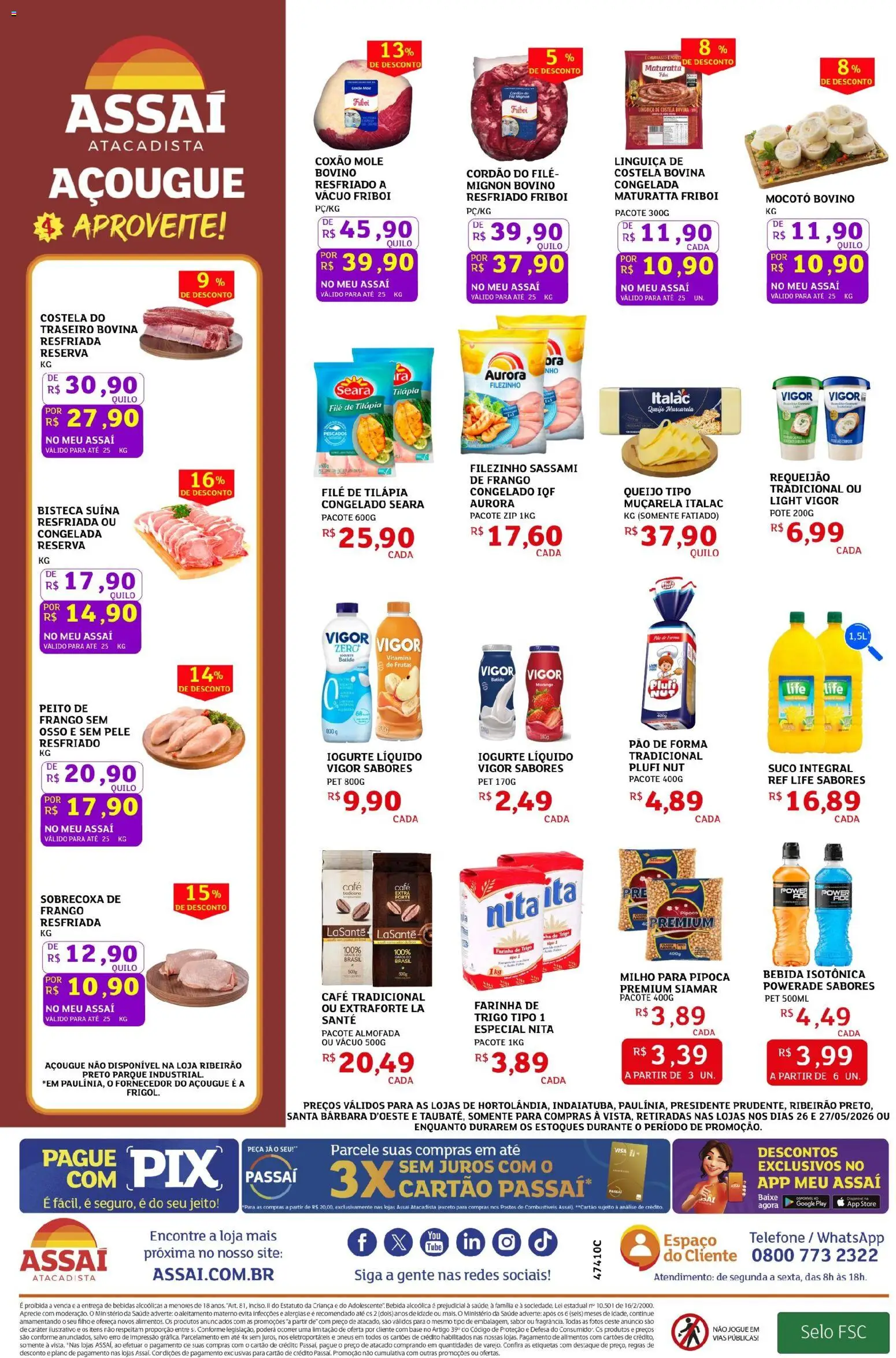 Assaí Atacadista Folheto - válido de 26.05.2026 | Página: 2 | Produtos: Pão, Tilápia, Filé de tilápia, Pipoca