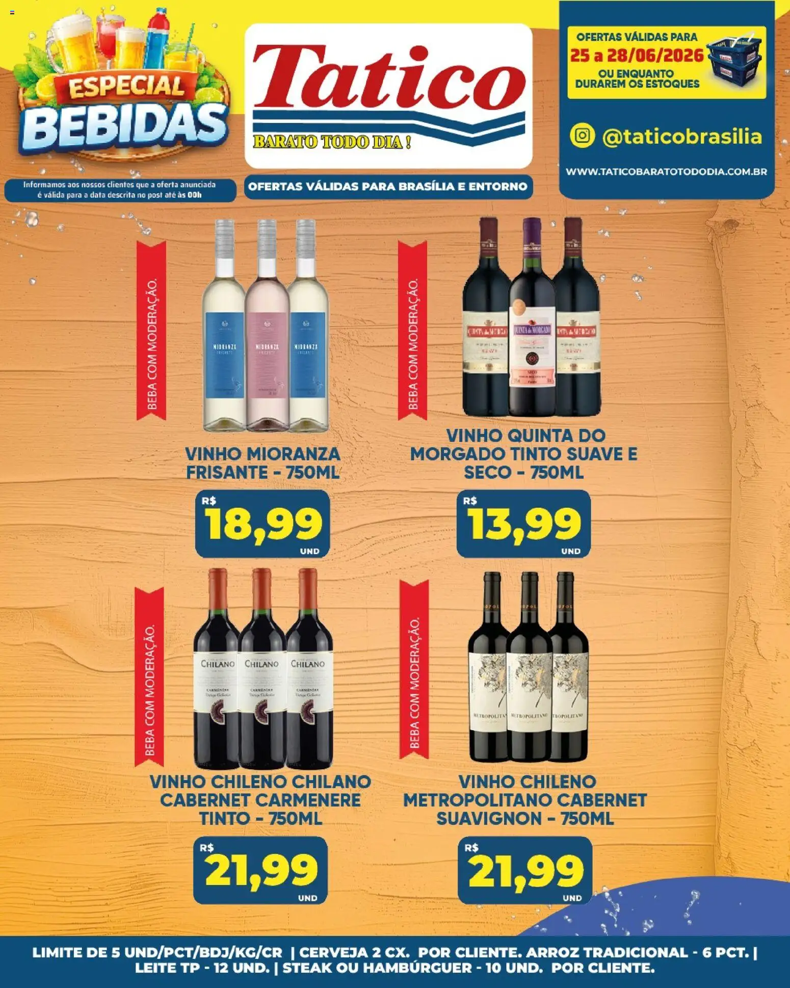 Tatico Folheto - válido de 26/06/2026 | Página: 46 | Produtos: Leite, Vinho, Cerveja, Arroz