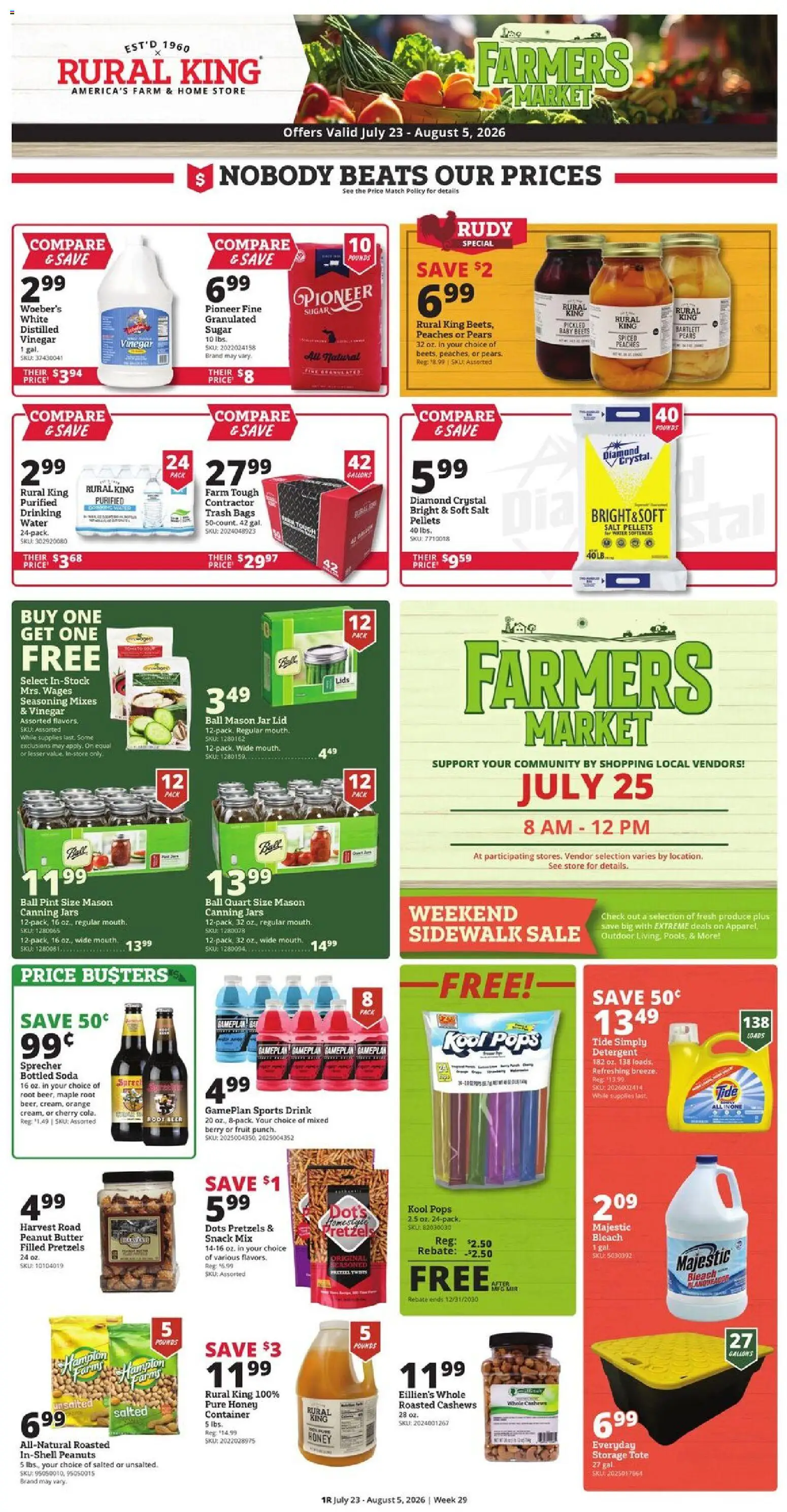Rural King Weekly Ad - valid from 07/23/2026 | Page: 3 | Products: Rice, Water, Salt, Sugar