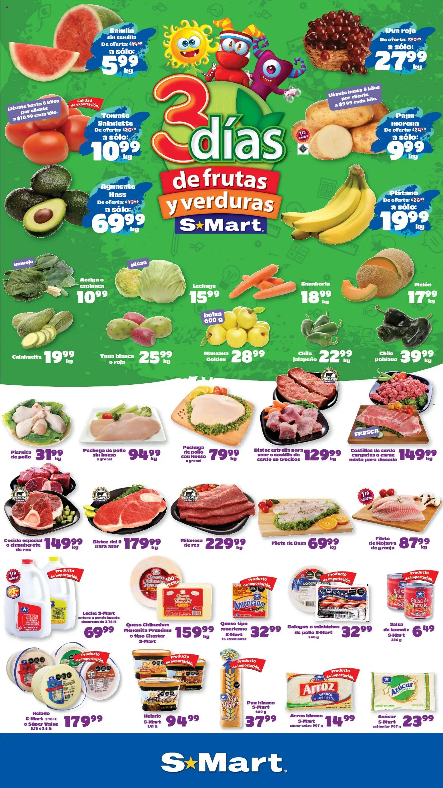 Nuevas ofertas de S-Mart válidas en toda la República Mexicana desde el 18/08/2026. ¡Encuentra las mejores ofertas en S-Mart folleto Reynosa! | Página: 1 | Productos: Pollo, Papa, Leche, Res