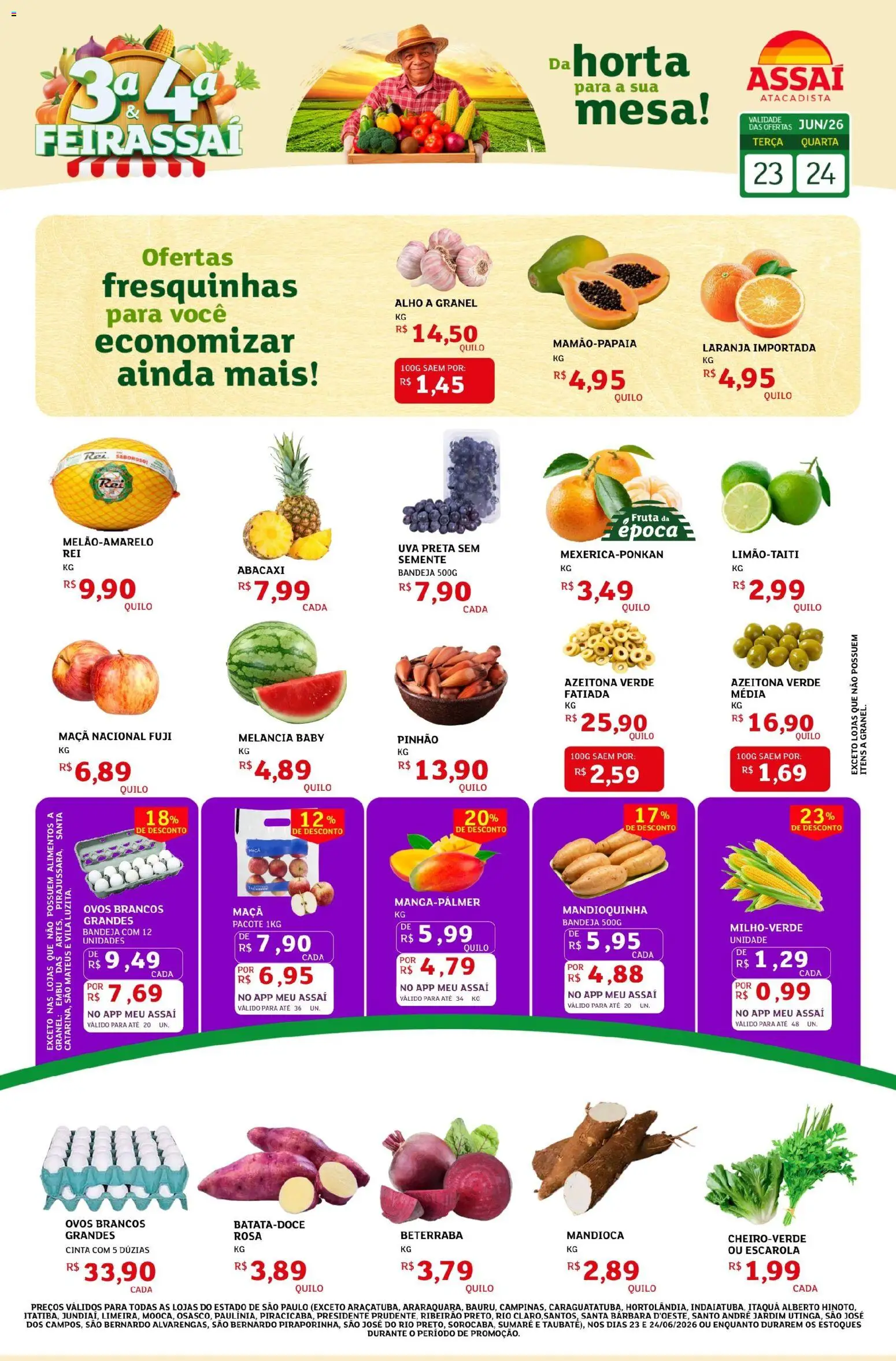 Assaí Atacadista Folheto - válido de 23/06/2026 | Página: 1 | Produtos: Alho, Beterraba, Mandioquinha, Mesa