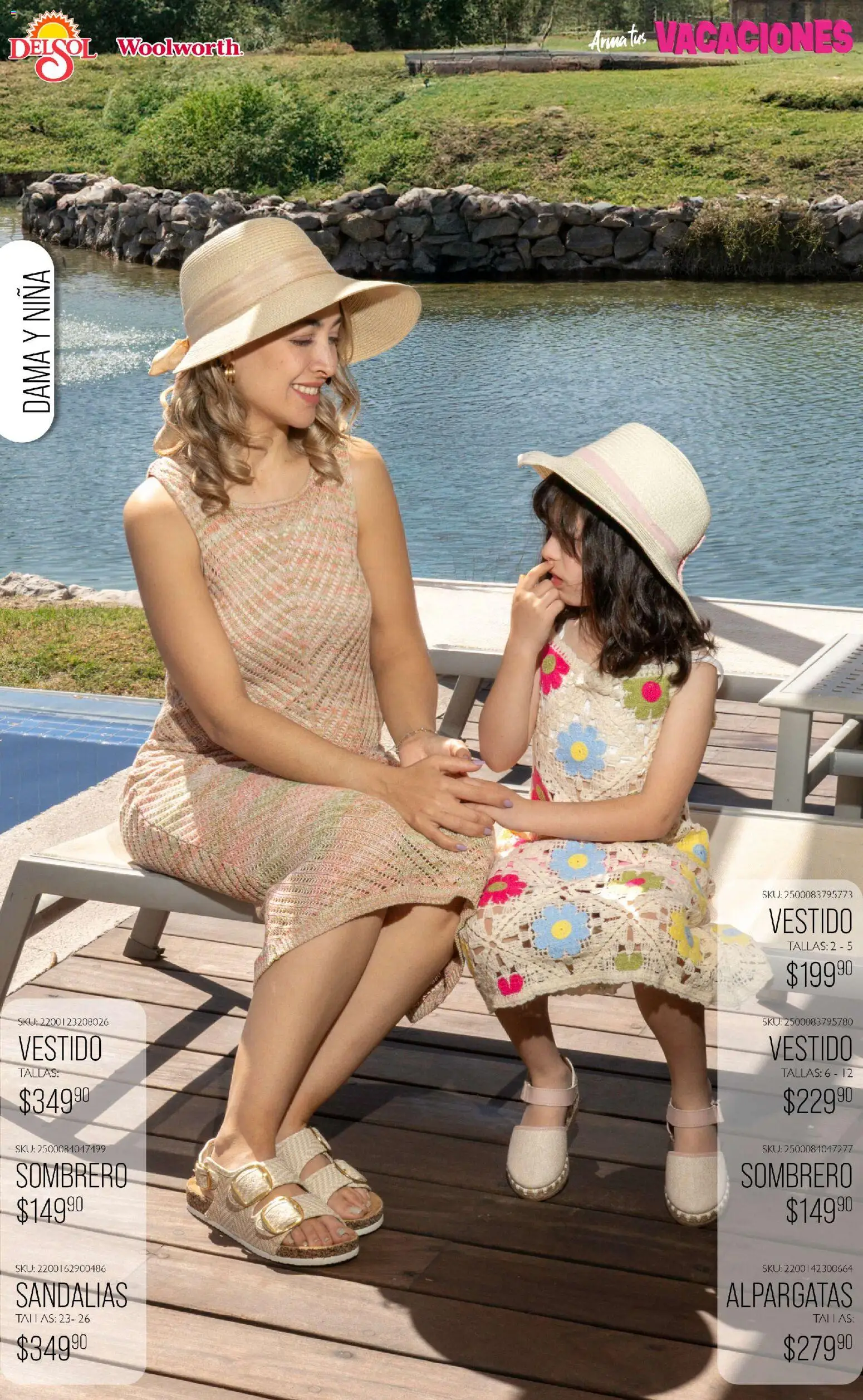 Nuevas ofertas de Del Sol y Woolworth válidas en toda la República Mexicana desde el 19.03.2026. ¡Encuentra las mejores ofertas en Del Sol y Woolworth catálogo Moda Vacaciones! | Página: 8 | Productos: Alpargatas, Sombrero, Vestido, Sandalias