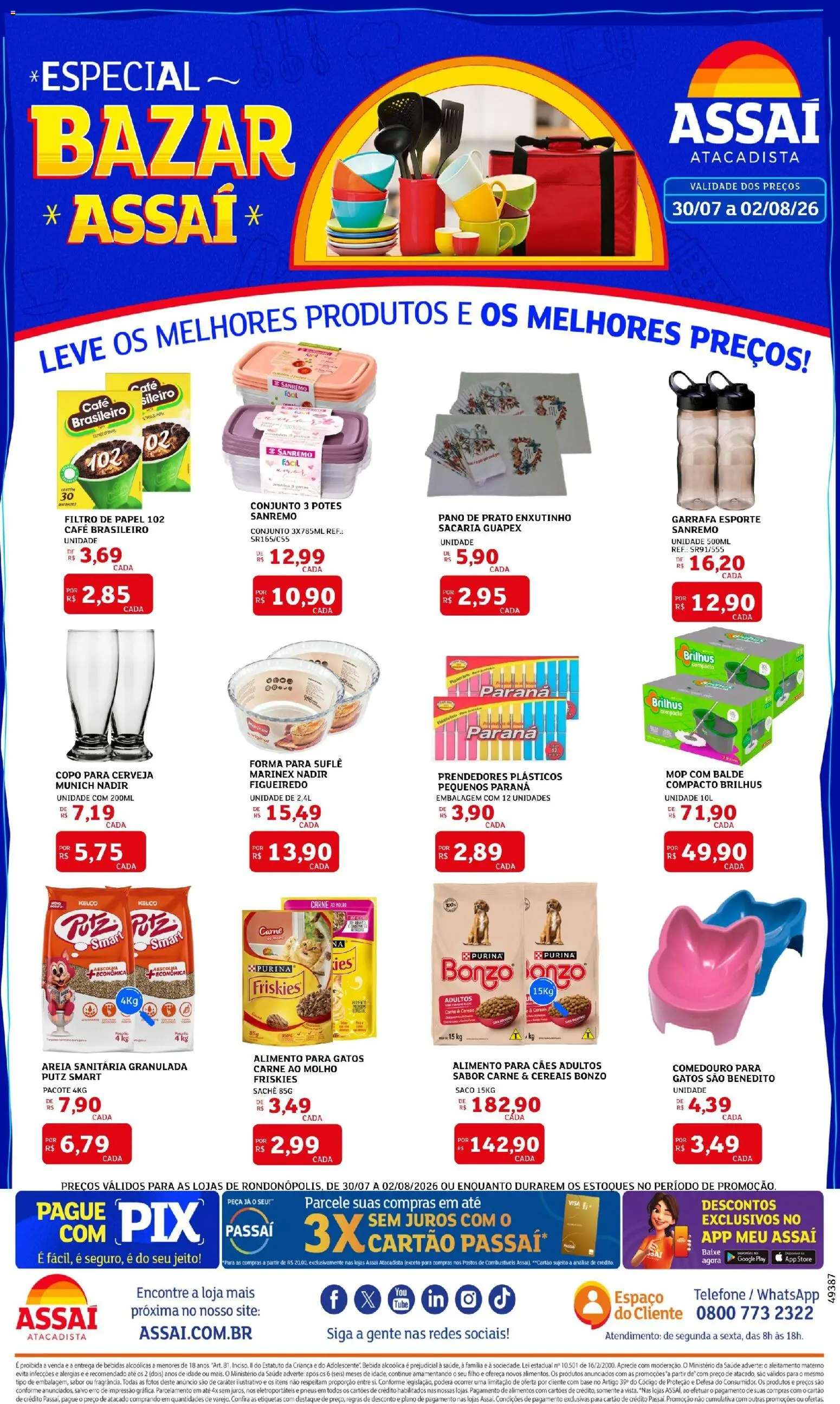 Assaí Atacadista Folheto - válido de 30/07/2026 | Página: 1 | Produtos: Café, Pneus, Base, Cereais