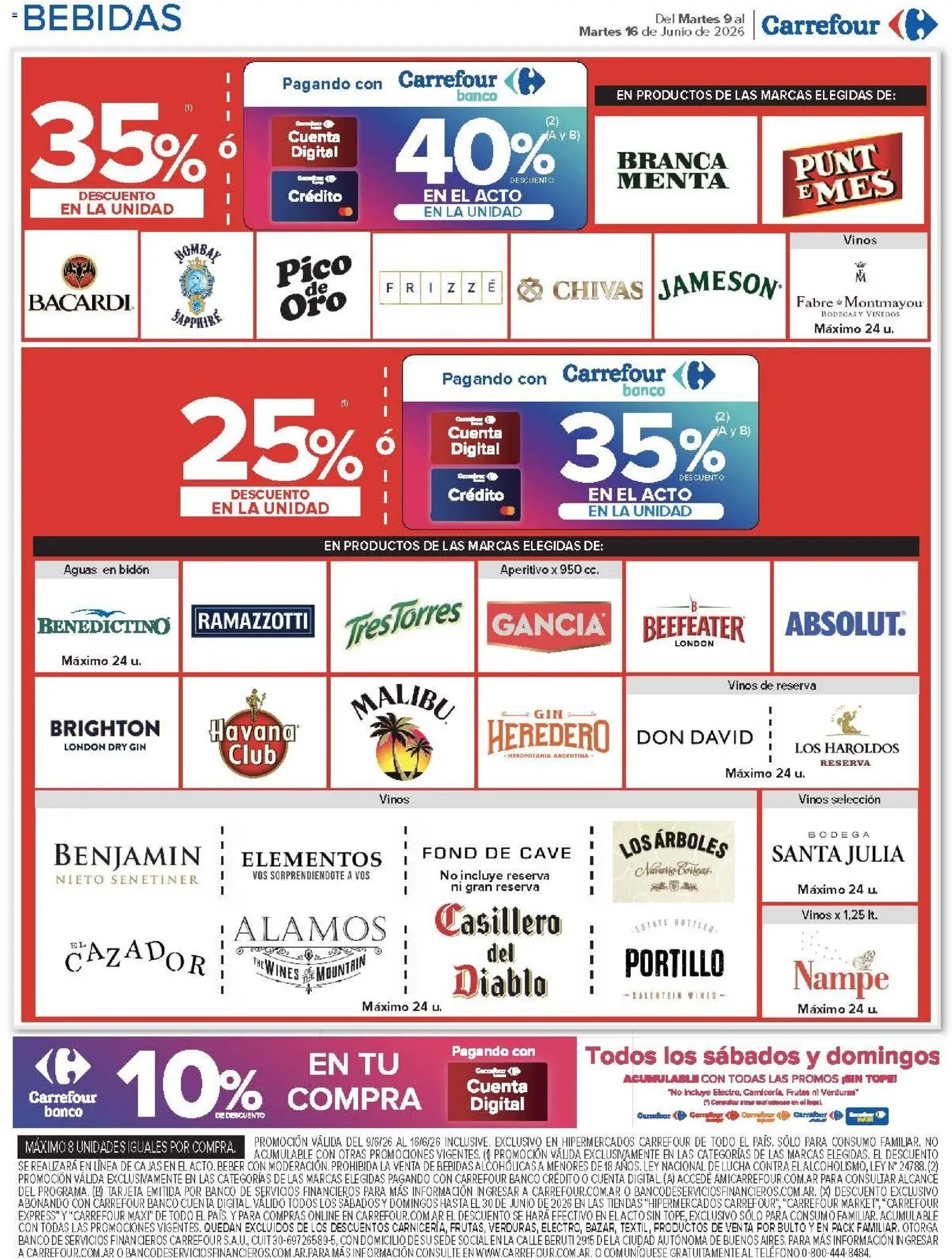 Carrefour ofertas │ válido desde el 09.06.2026 | Página: 19 | Productos: Teléfono, Pico, Bidón, Gin