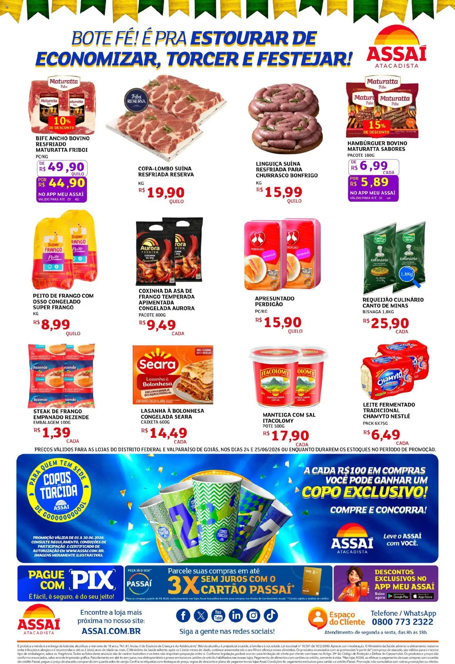 Assaí Atacadista Folheto - válido de 24/06/2026 | Página: 2 | Produtos: Carne, Bandeja, Sal, Frango