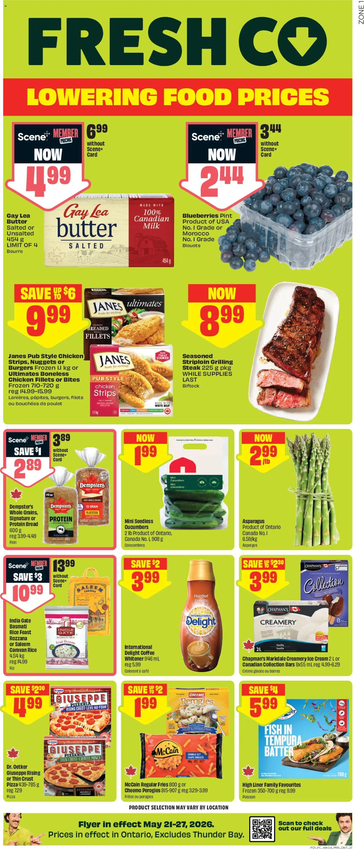 FreshCo flyer valid from 21.05.2026 | Page: 1 | Products: Cream, Ice cream, Milk, Coffee