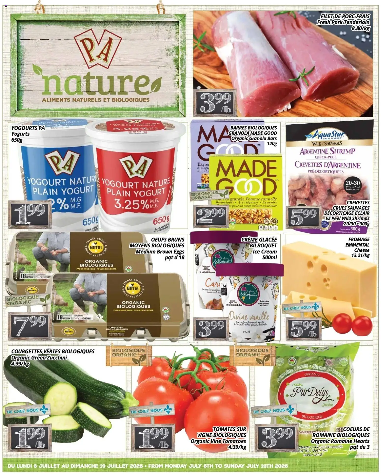 Pa Supermarché flyer valid from Jul 8, 2026 | Page: 1 | Products: Ice cream, Yogurt, Eggs, Pork